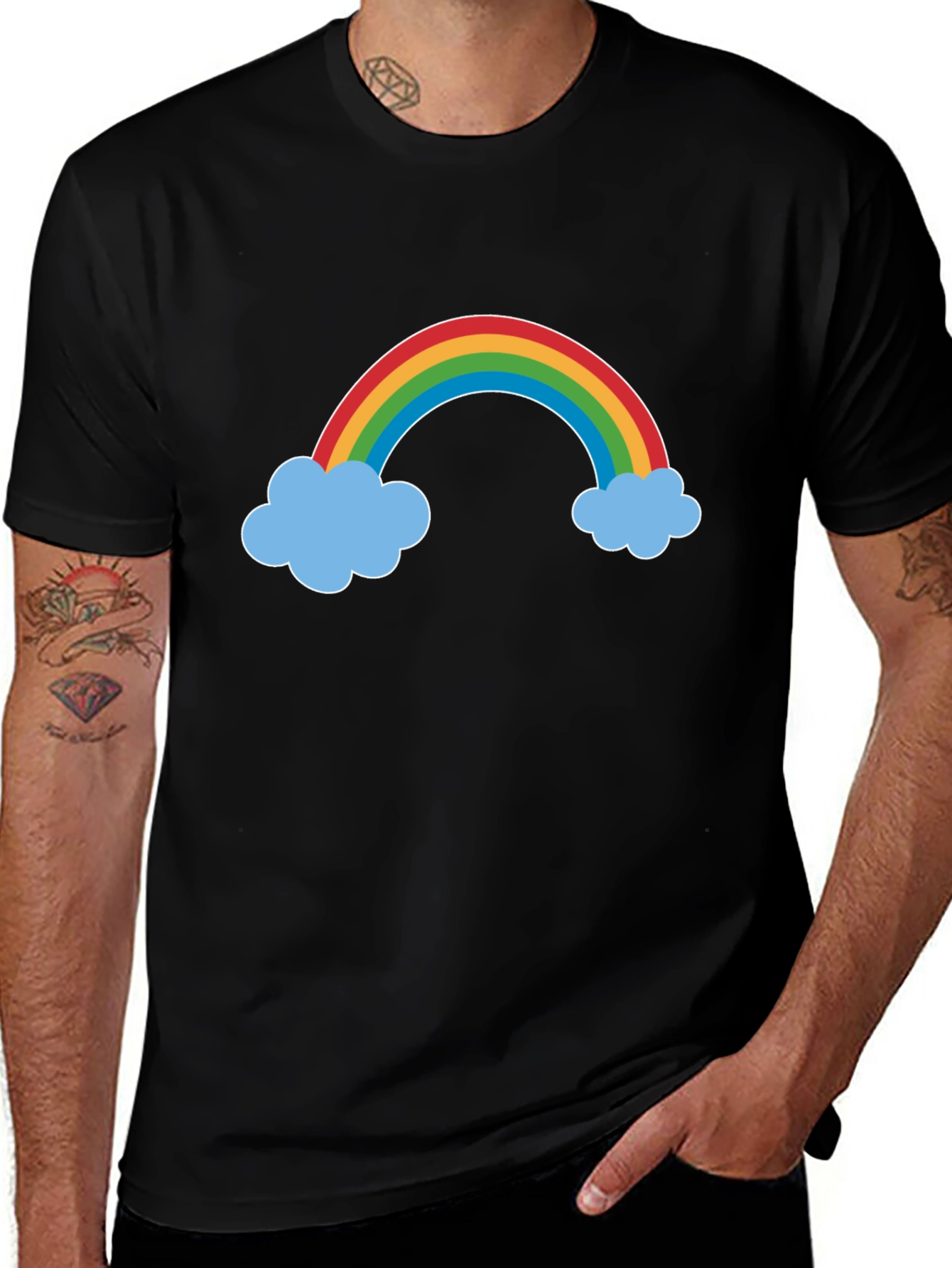 Variant 29 of Rainbow Cloud Graphic Tee - Black