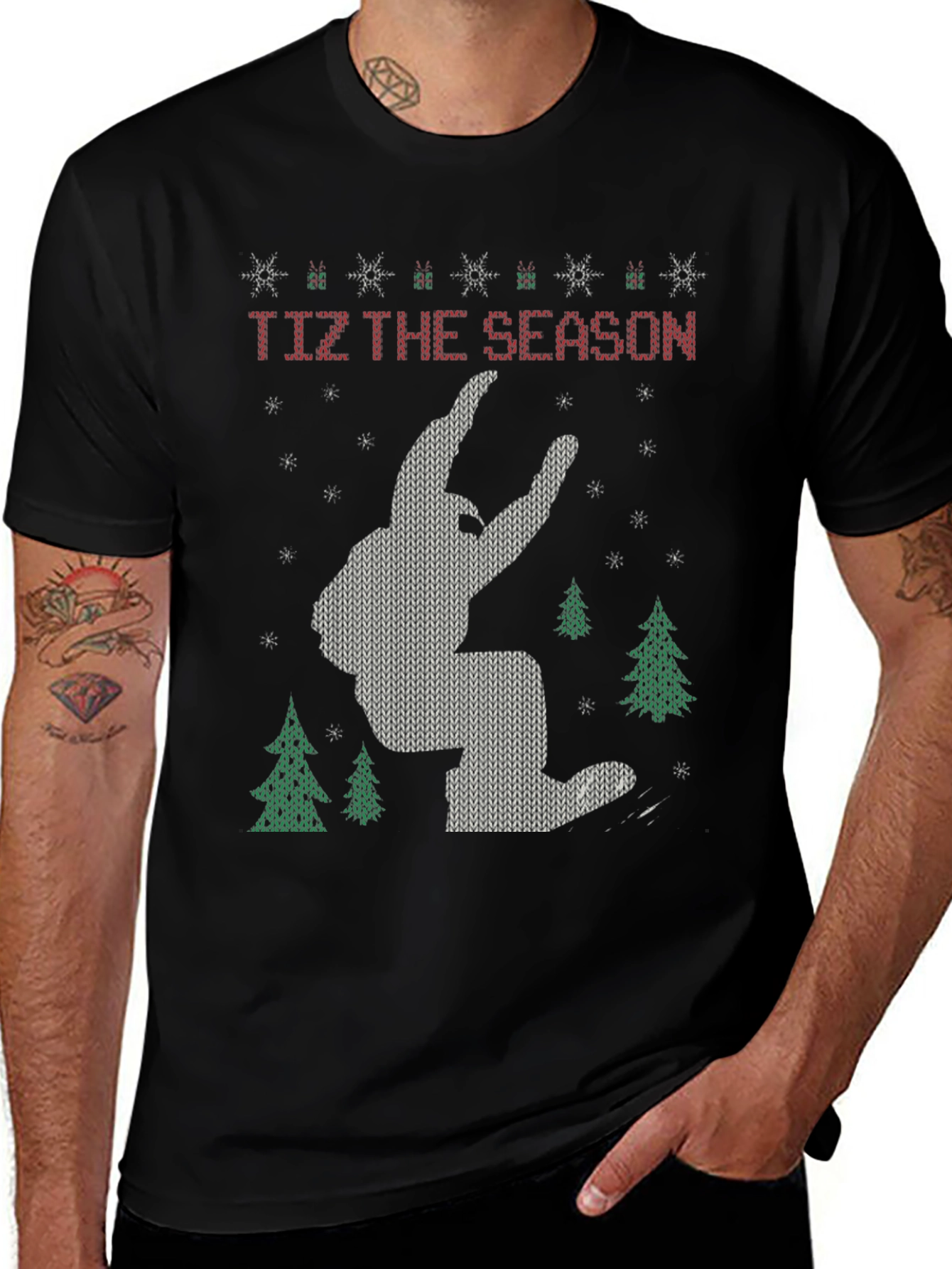Festive Bigfoot Christmas T-Shirt