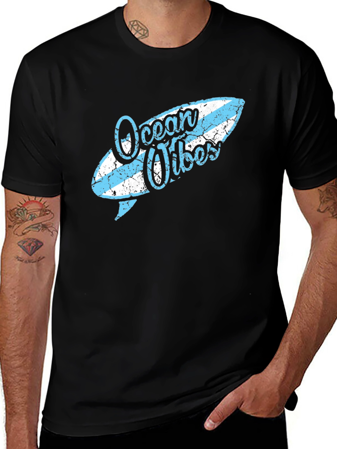Variant 29 of Ocean Vibes Surfboard Graphic Tee