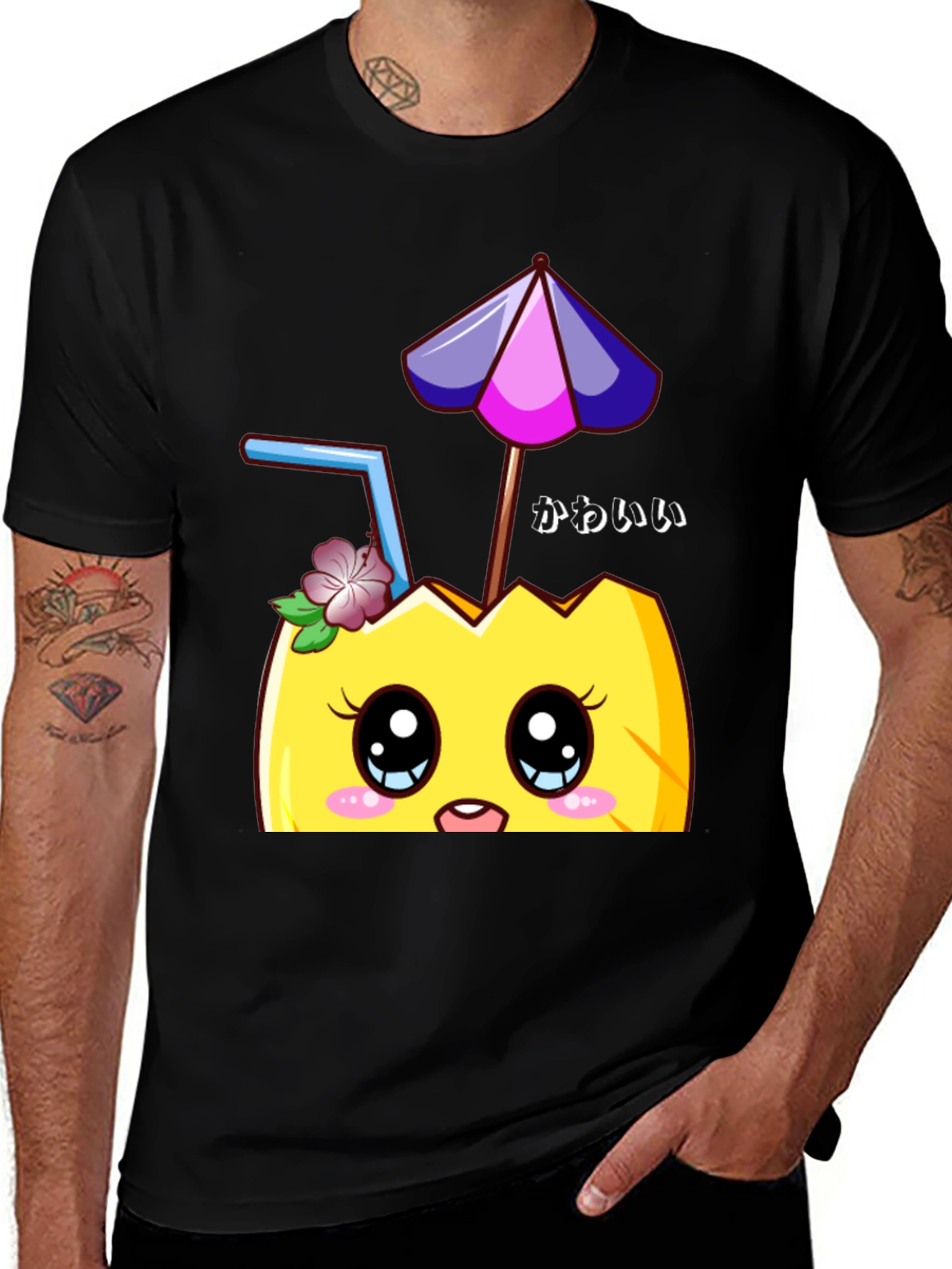 Variant 21 of Kawaii Pineapple T-Shirt - Tropical Summer Vibes
