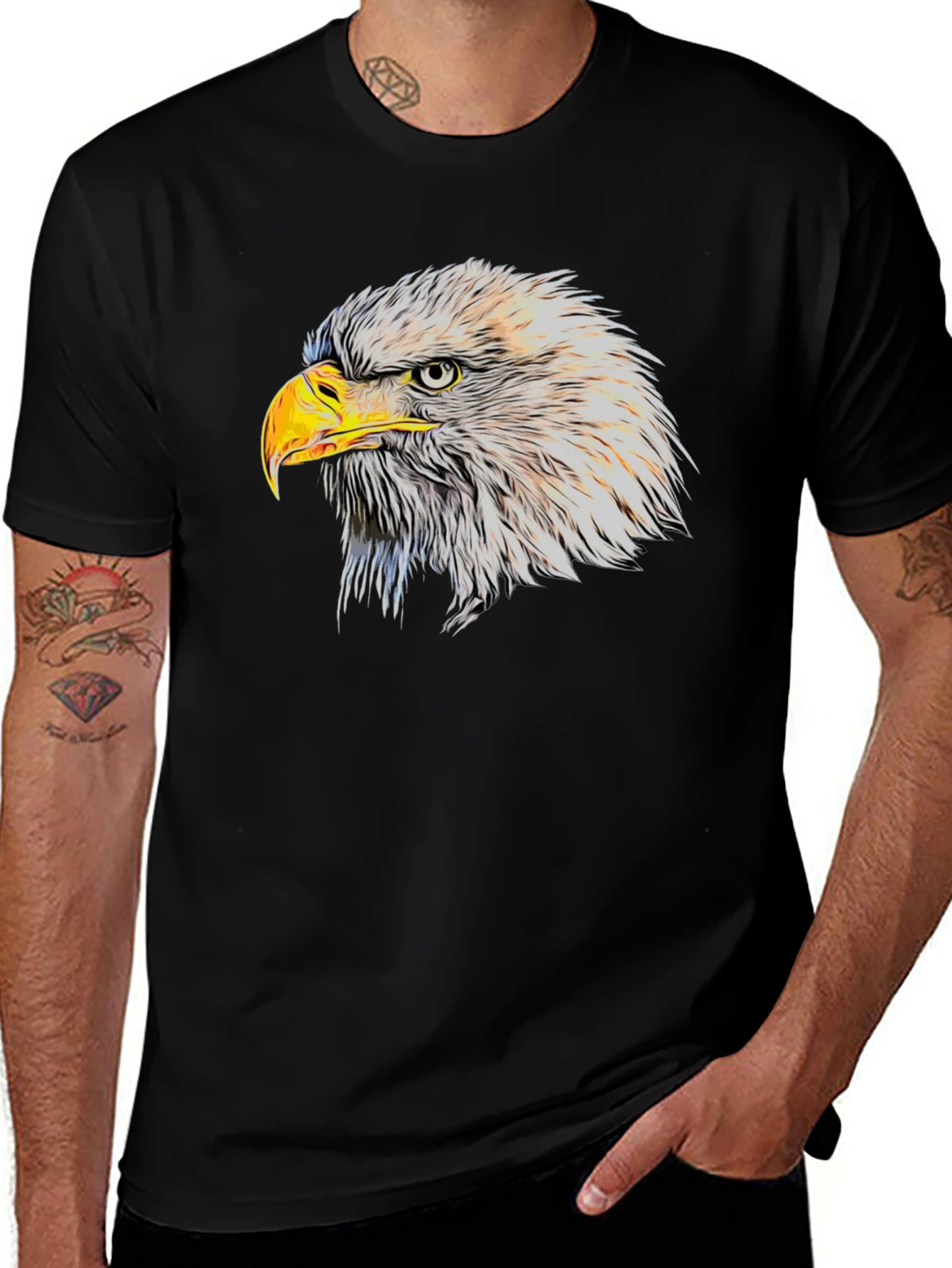 Variant 7 of Bold Eagle Graphic Print Black T-Shirt