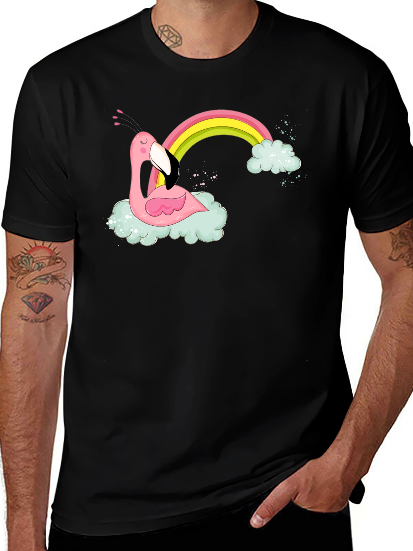Variant 26 of Flamingo Rainbow Cloud Graphic T-Shirt
