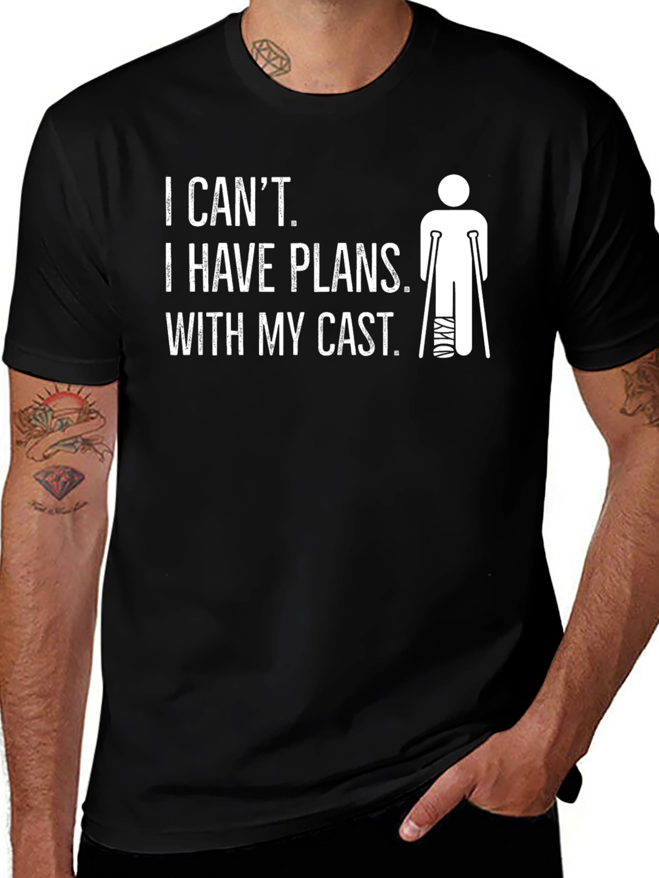 Variant 28 of Funny Injured Leg T-Shirt - I Can't, I Have Plans With My Cast