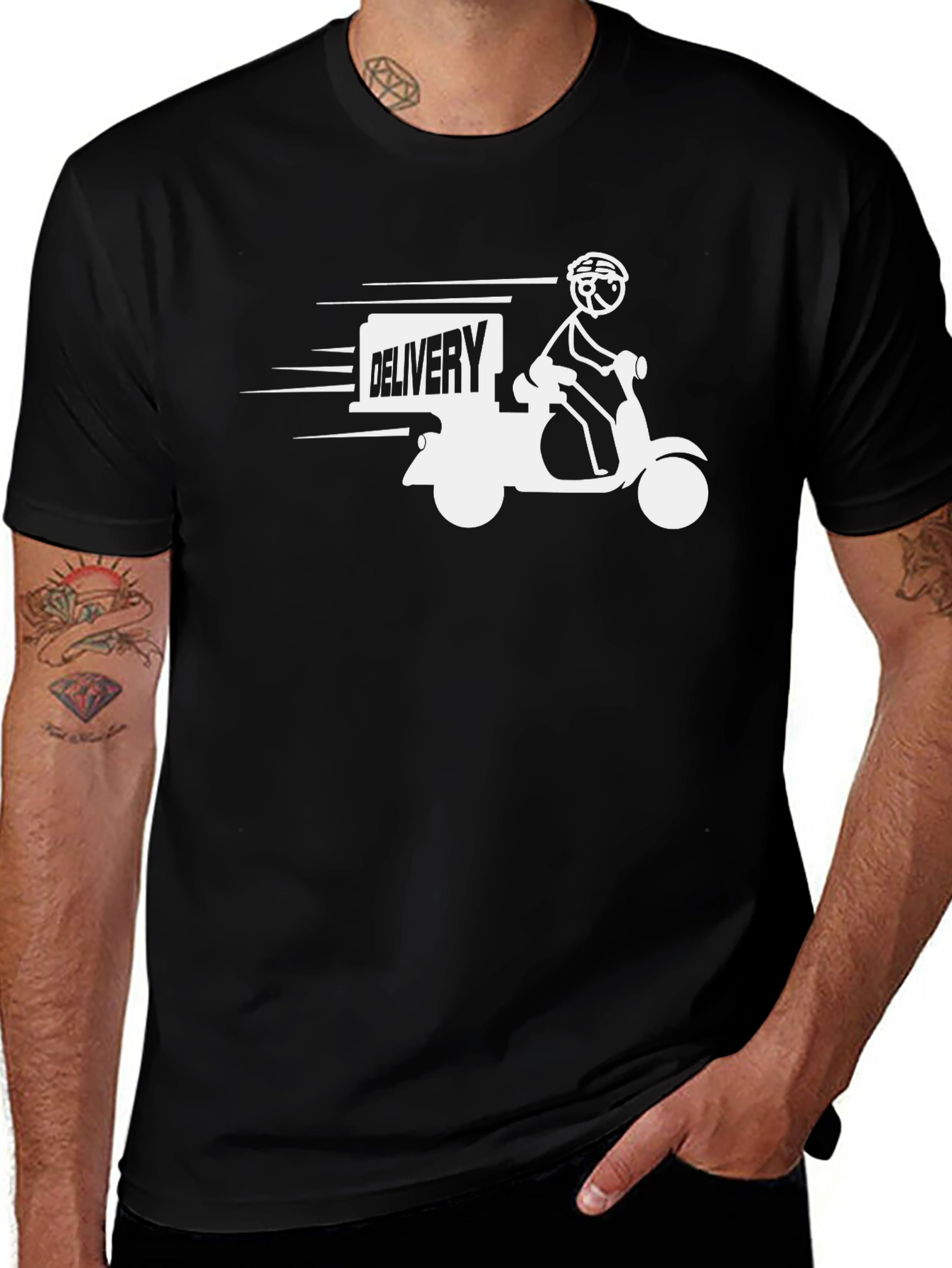 Variant 13 of Delivery Scooter Graphic Tee - Black