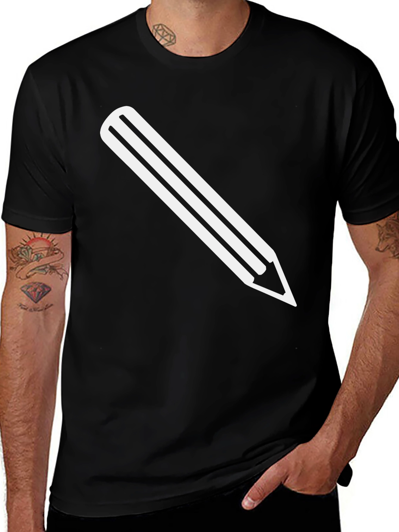 Variant 14 of Pencil Graphic Tee - Black Cotton T-Shirt