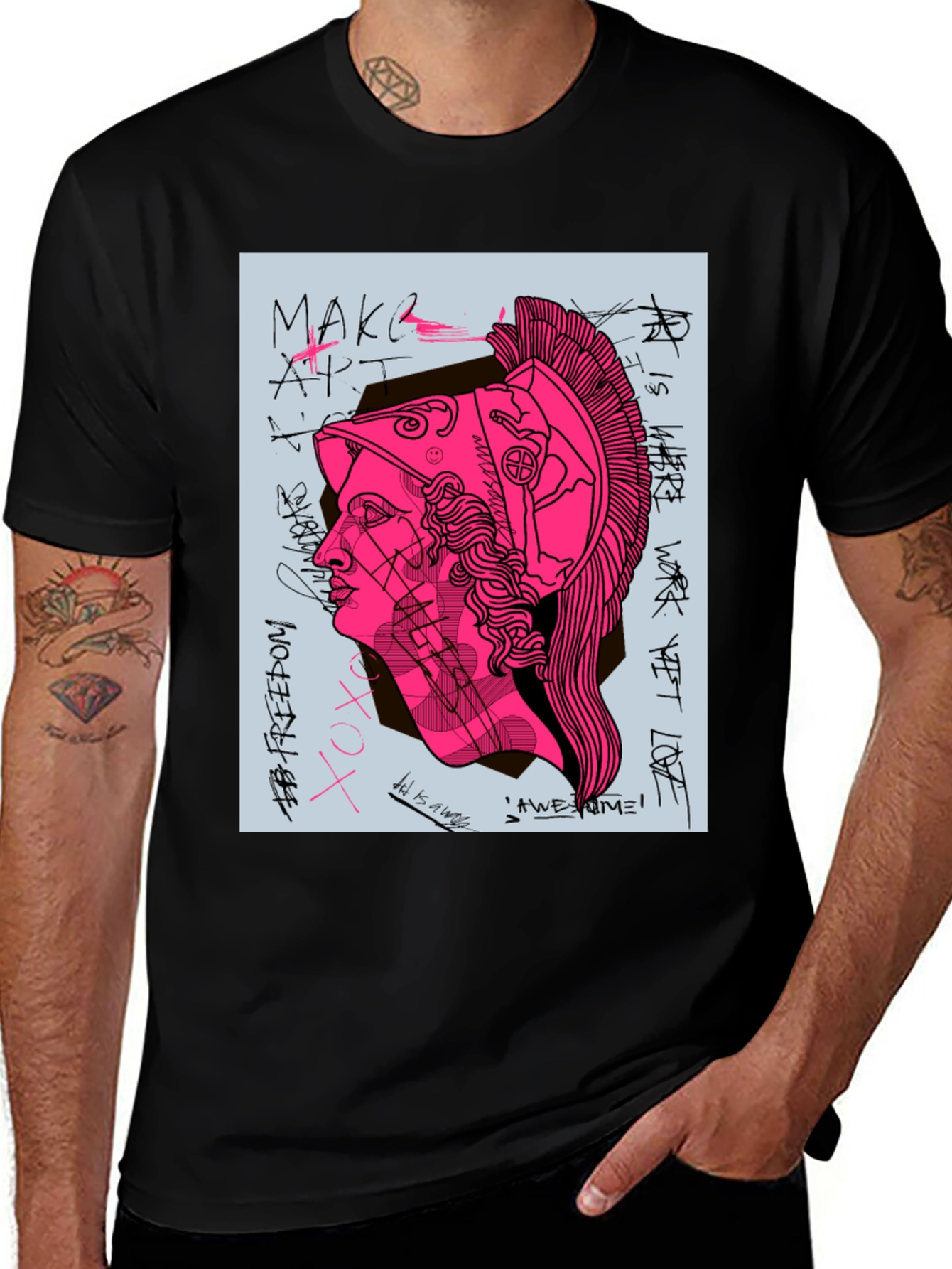 Variant 7 of Graphic Print Tee - Ancient Greek Warrior Art