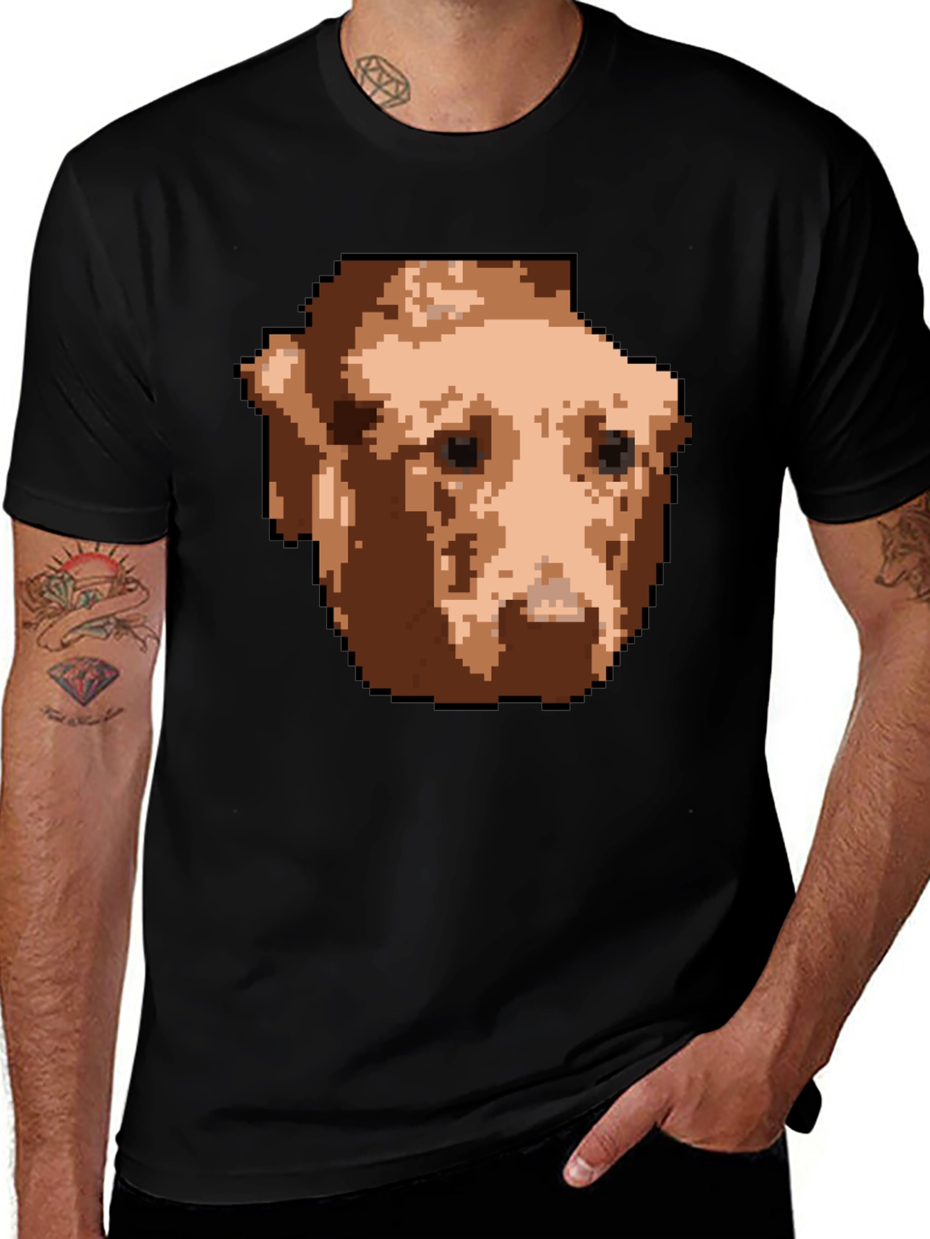 Variant 21 of Pixelated Dog Graphic T-Shirt - Black