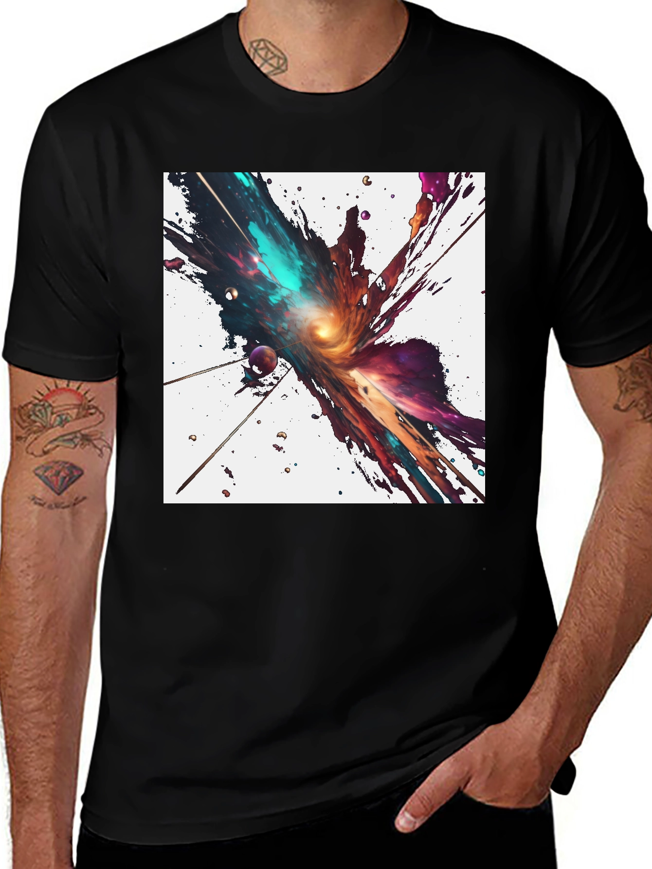 Variant 29 of Cosmic Splash Black T-Shirt - Unique Design