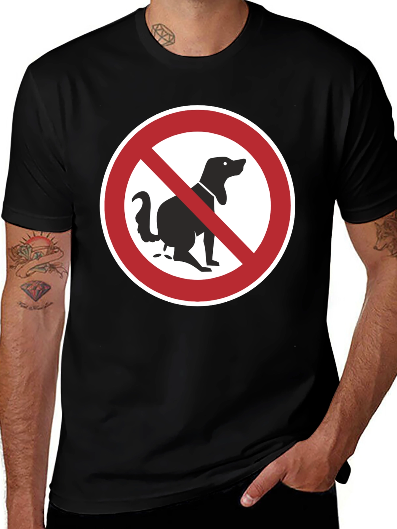 Variant 27 of Funny No Dog Pooping Symbol Graphic T-Shirt