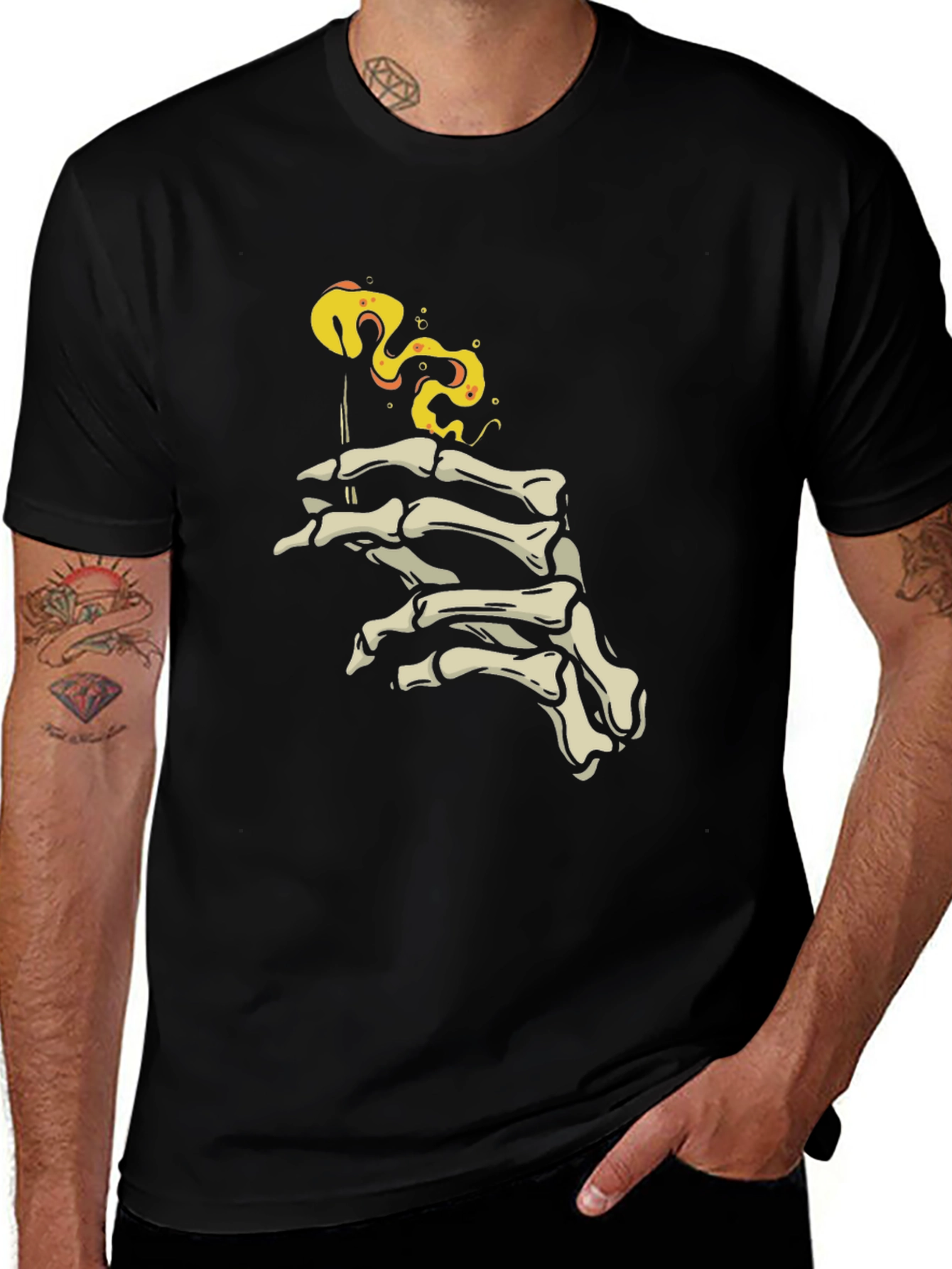 Skeleton Hand Smoking T-Shirt - Edgy Graphic Tee