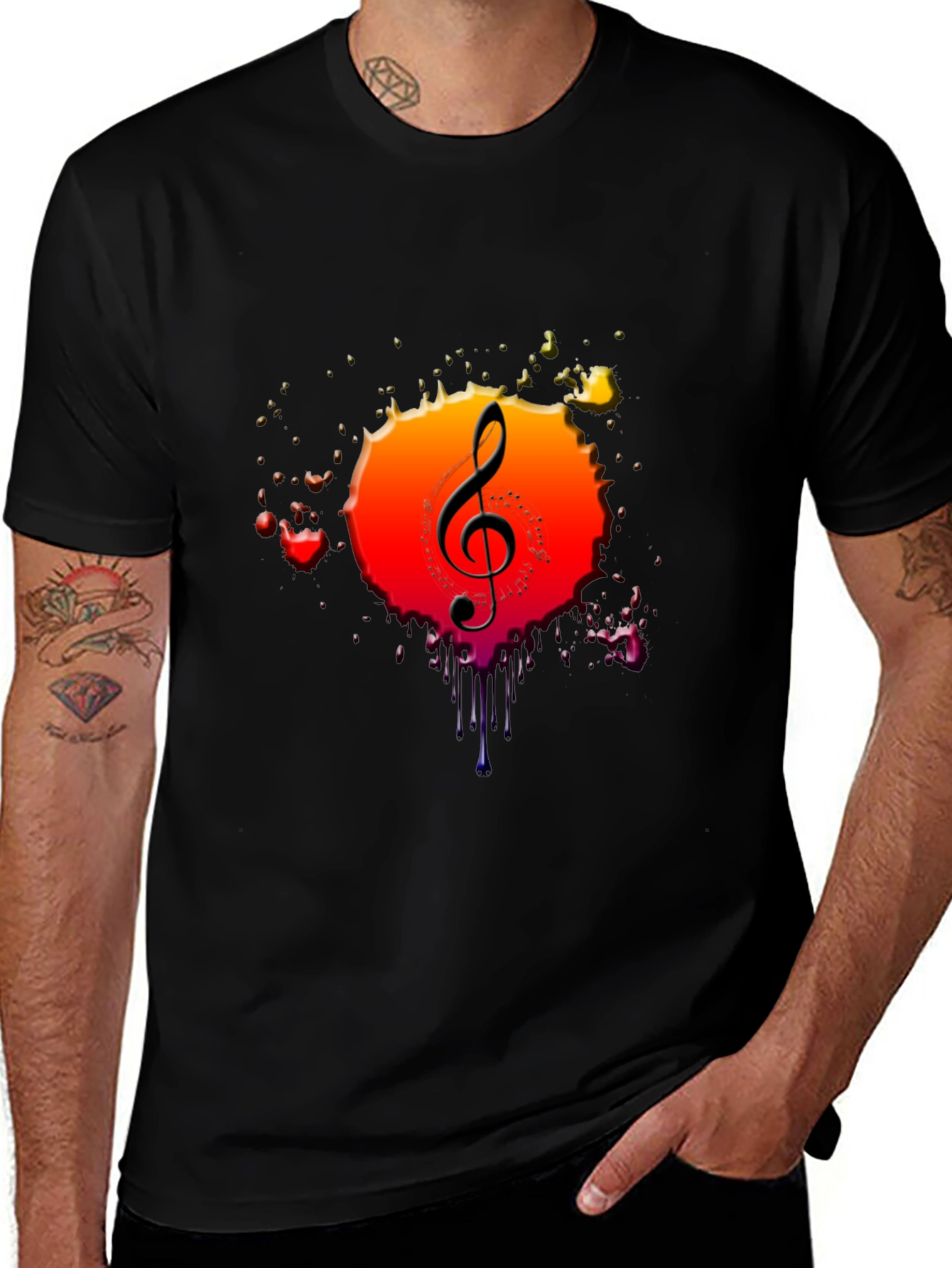 Variant 12 of Music Note Graphic Tee - Stylish Crew Neck