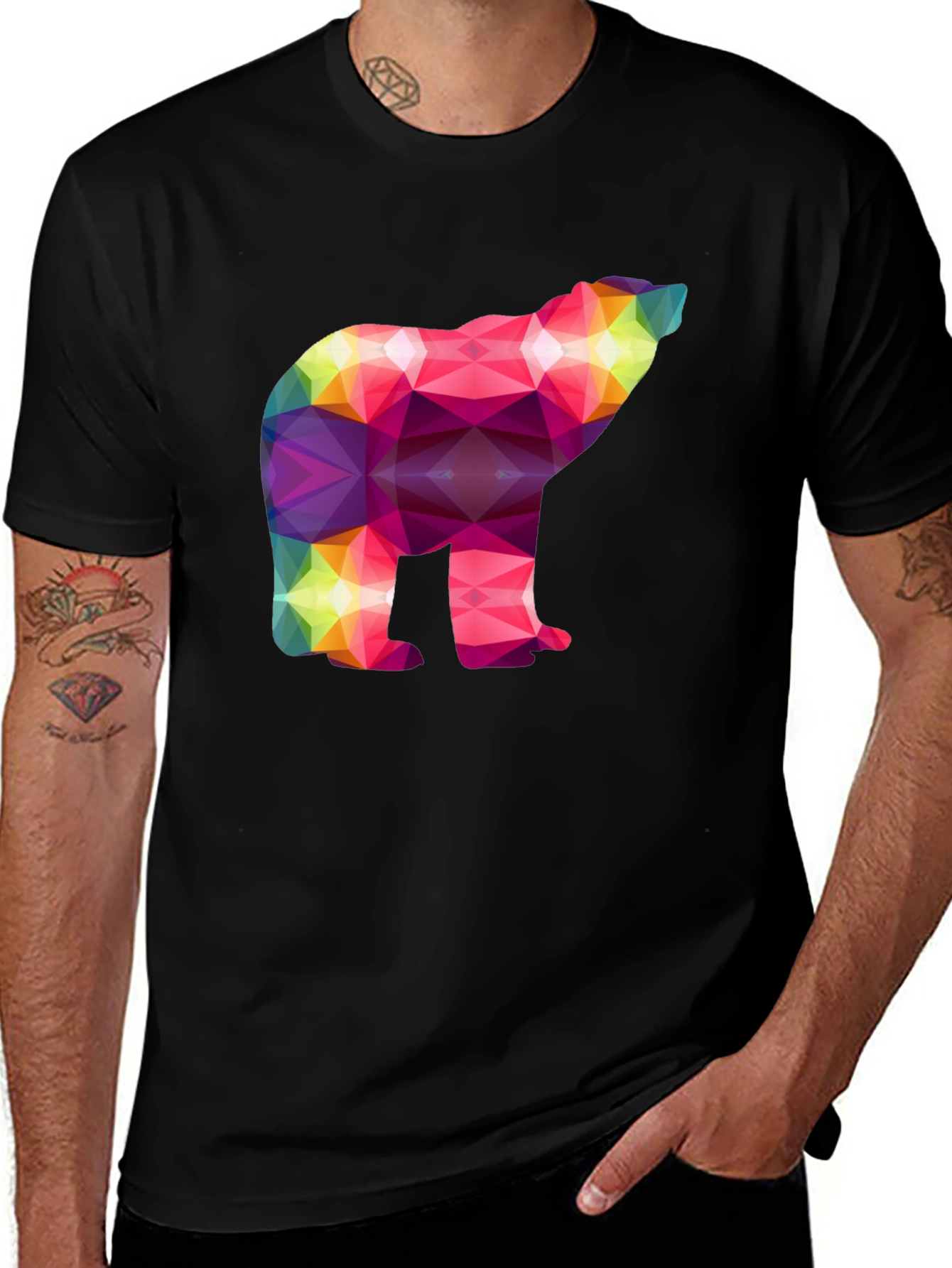 Variant 16 of Geometric Bear Graphic Tee - Unique Design!