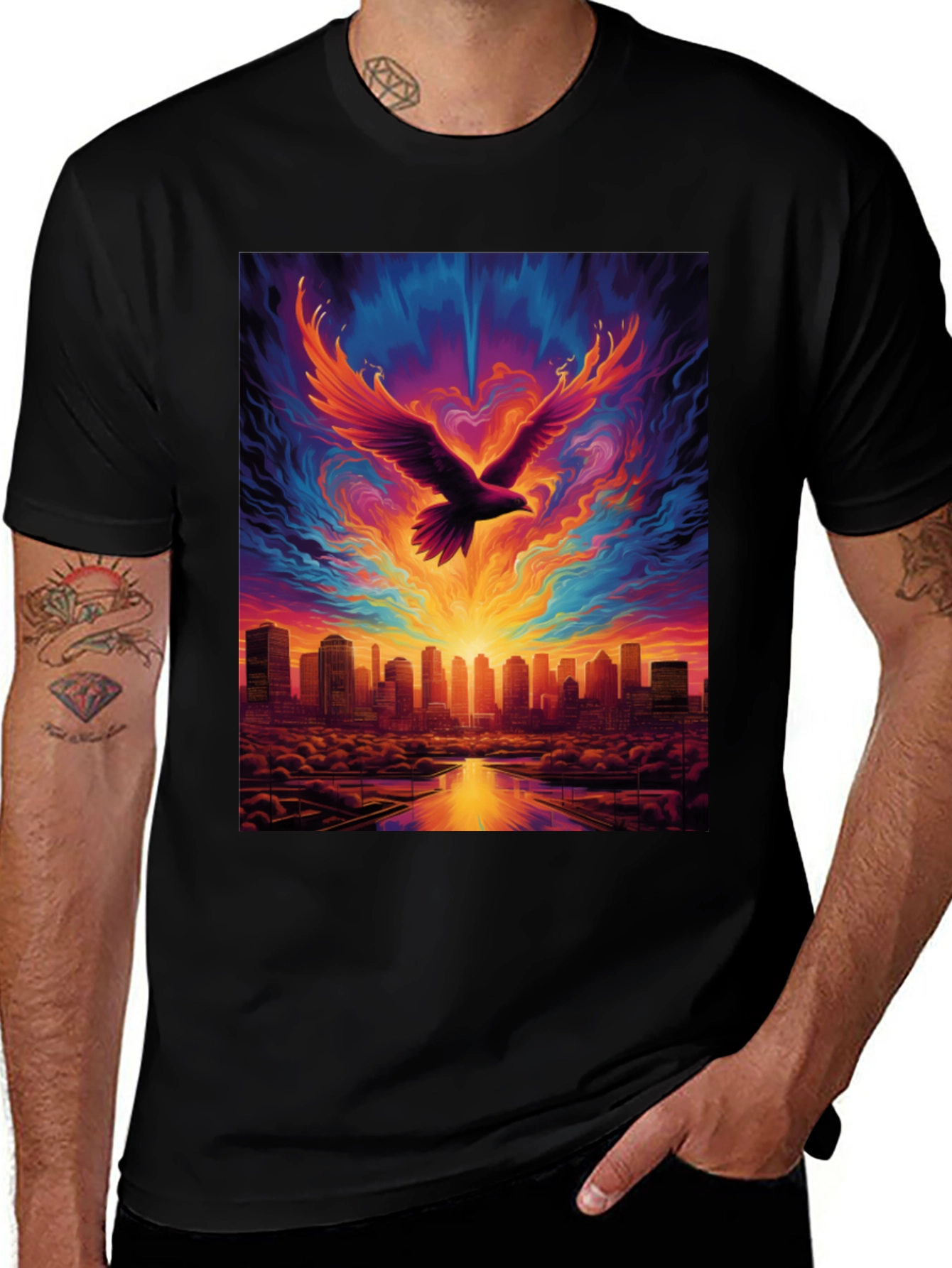 Variant 15 of Phoenix Rising Cityscape Tee