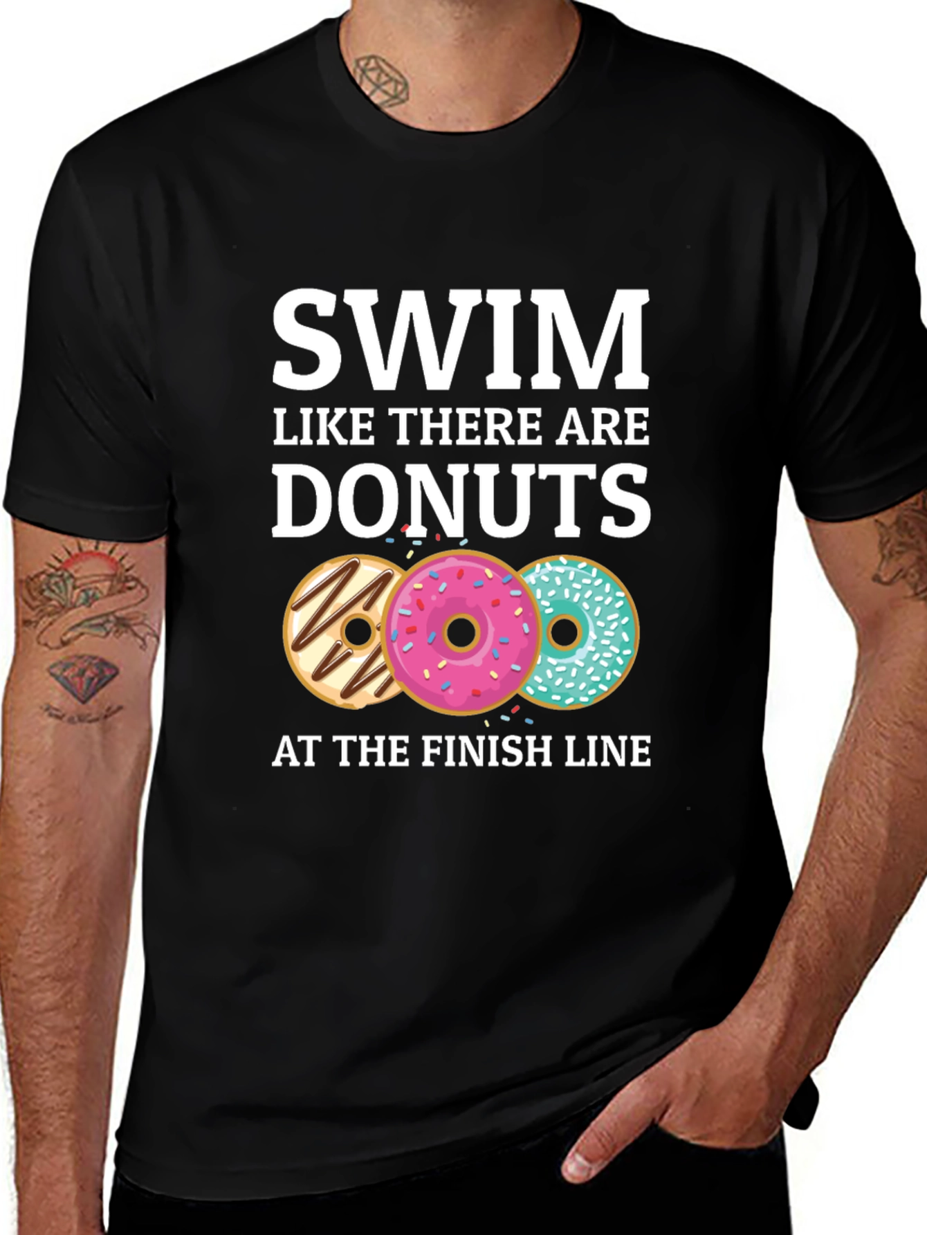 Variant 3 of Swim for Donuts T-Shirt - Funny Motivational Tee