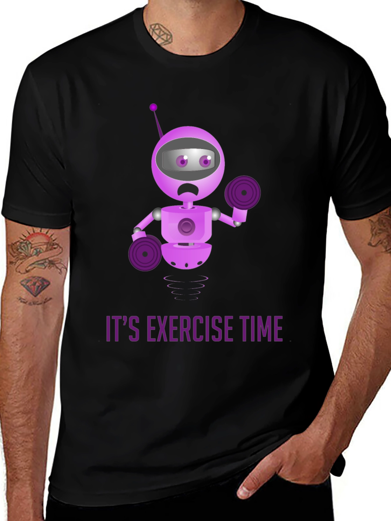 Variant 9 of Robot Exercise Time Black T-Shirt