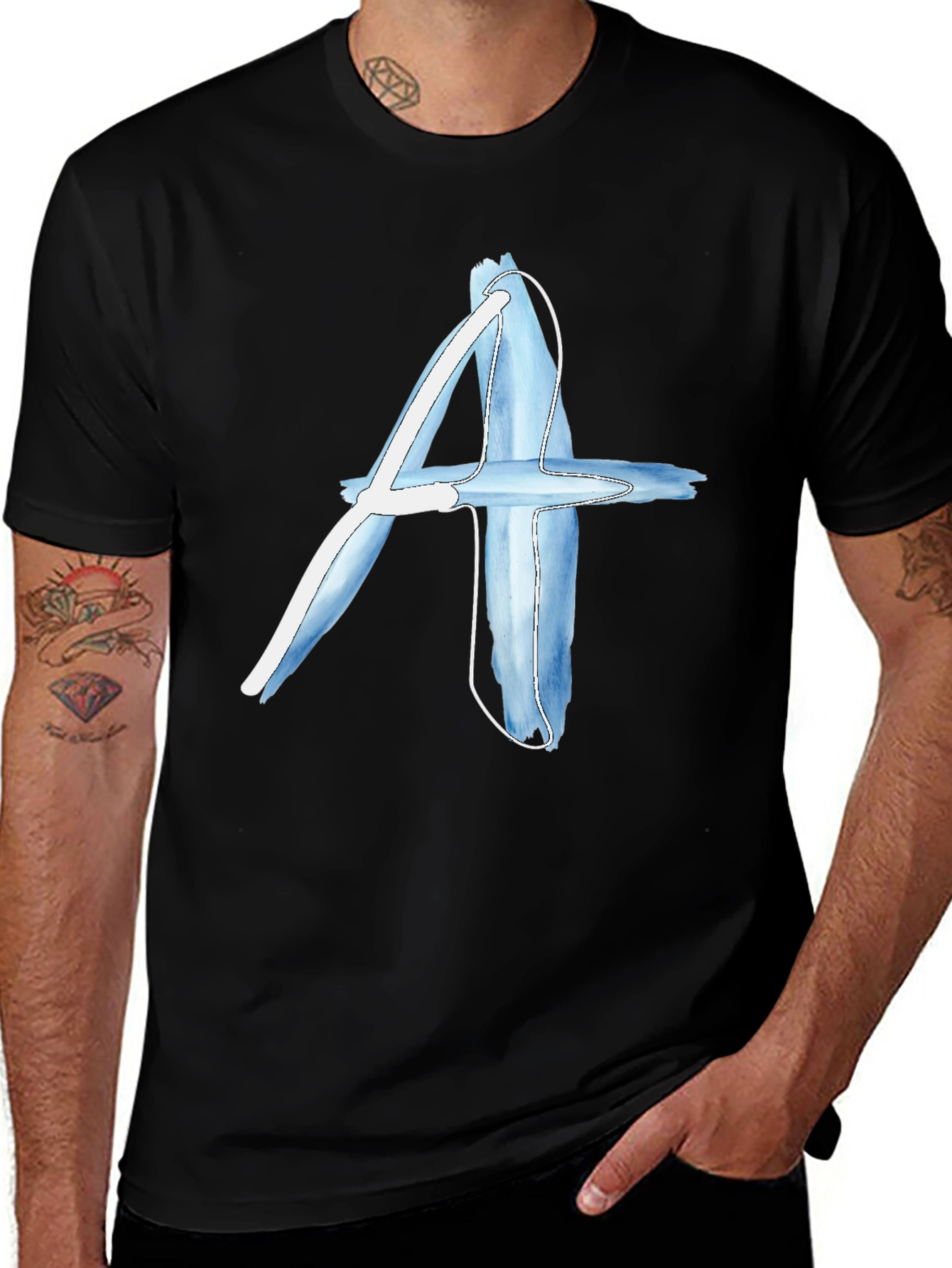 Variant 23 of Letter A Graphic Tee - Stylish & Unique Black T-Shirt