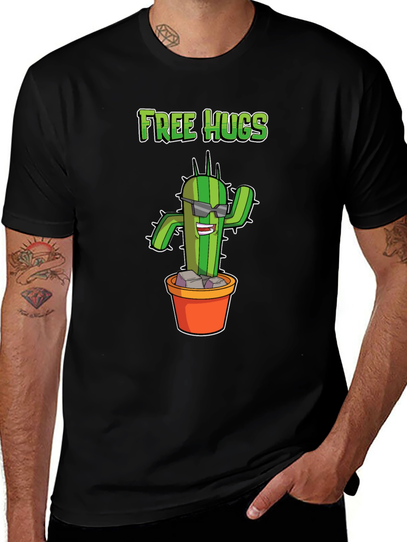 Variant 6 of Funny Cactus Free Hugs Graphic T-Shirt