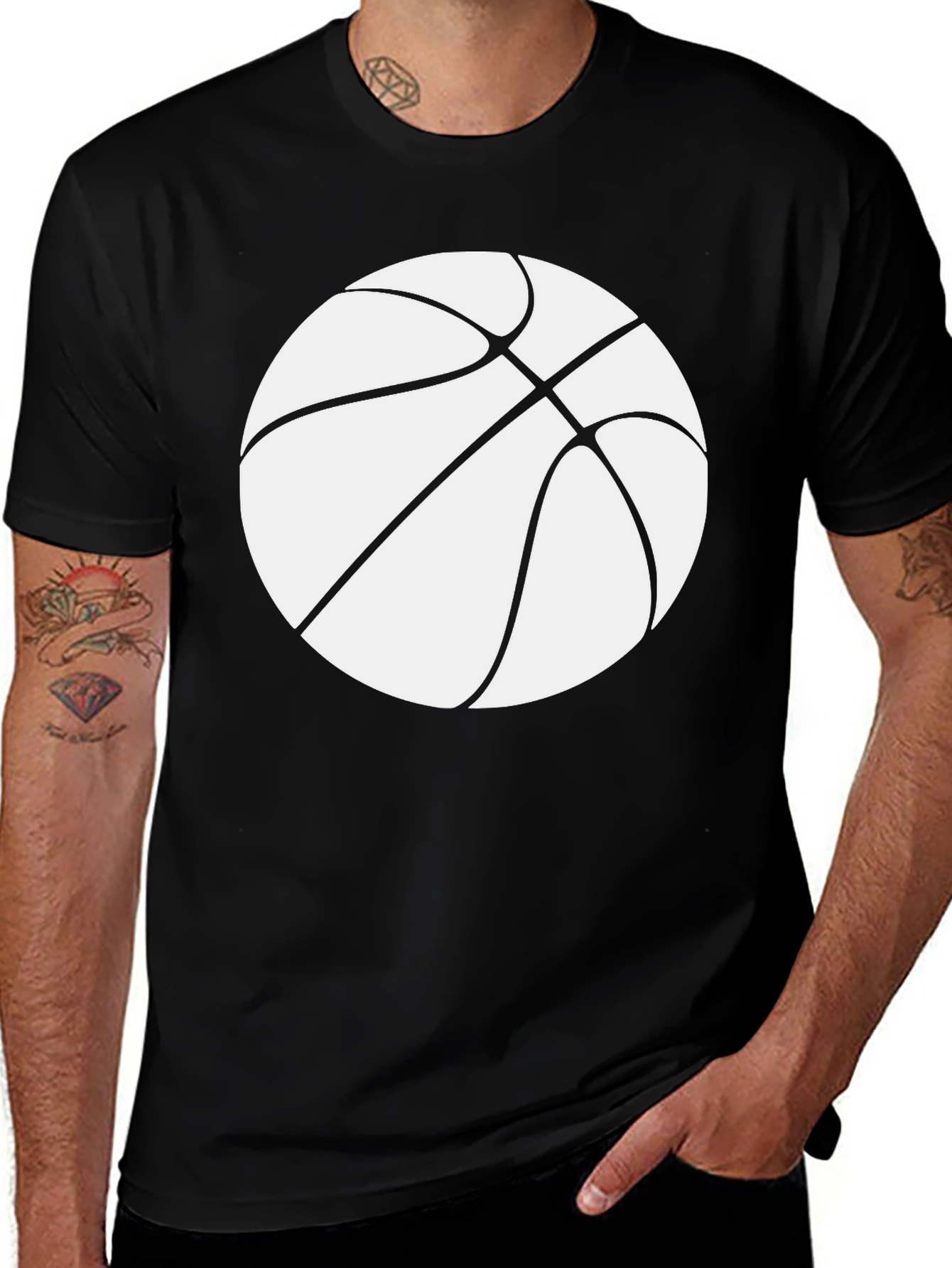 Variant 23 of Basketball Graphic Tee - Black Cotton T-Shirt