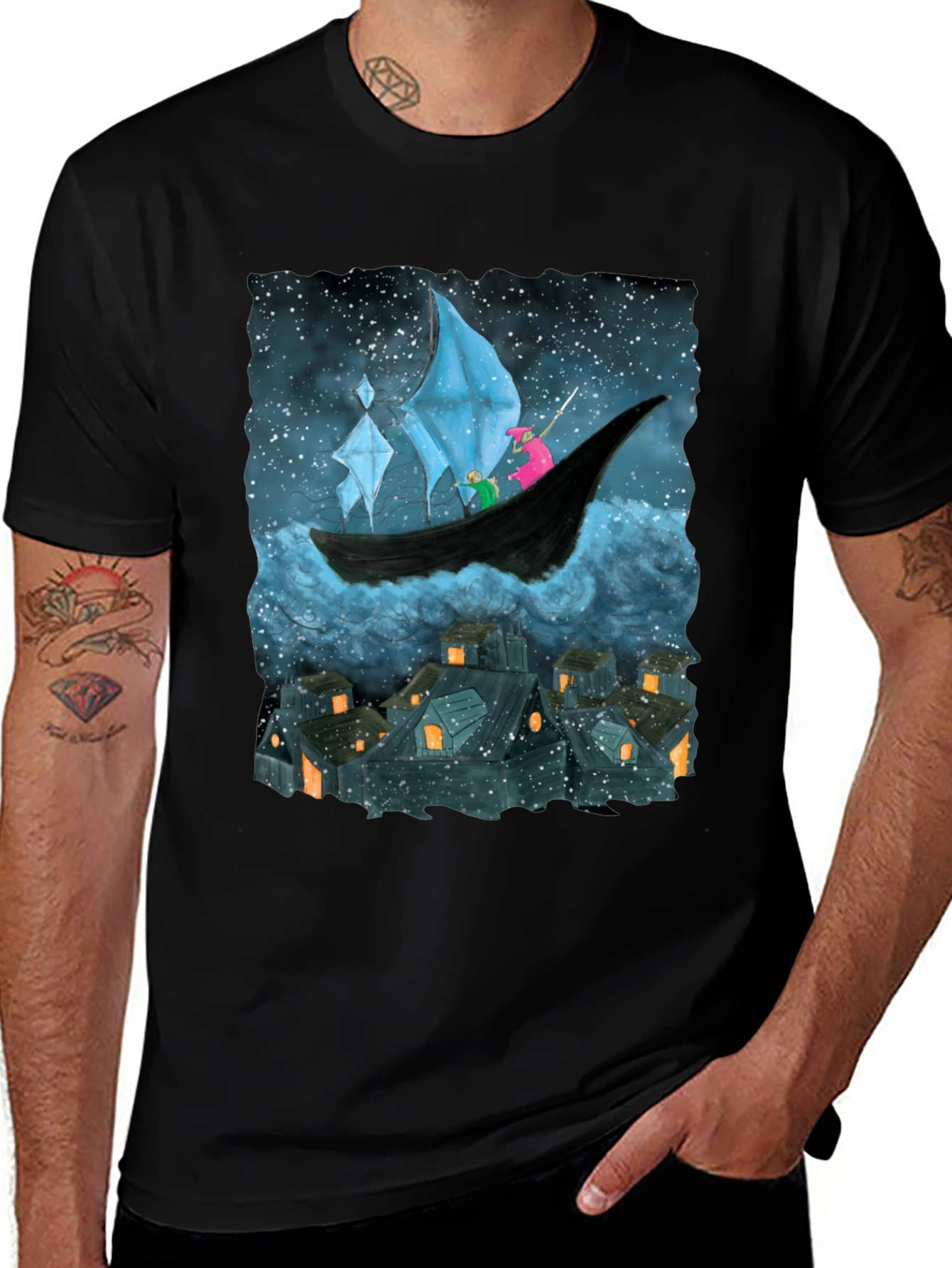 Variant 30 of Whimsical Night Voyage Graphic Tee