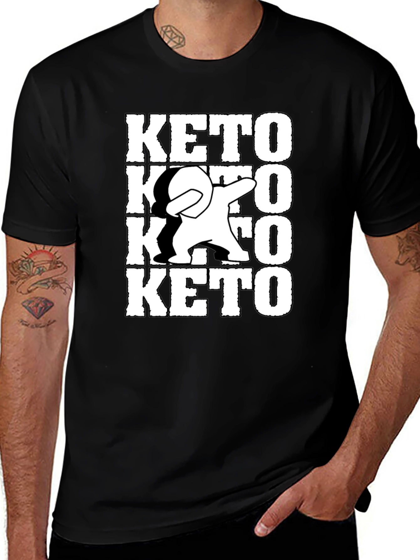 Variant 20 of Keto Dab Black T-Shirt - Trendy Graphic Tee