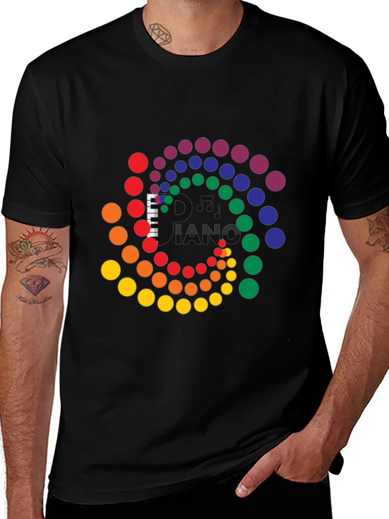 Variant 14 of Rainbow Piano Spiral Graphic Tee - Stylish Music Lover's Shirt