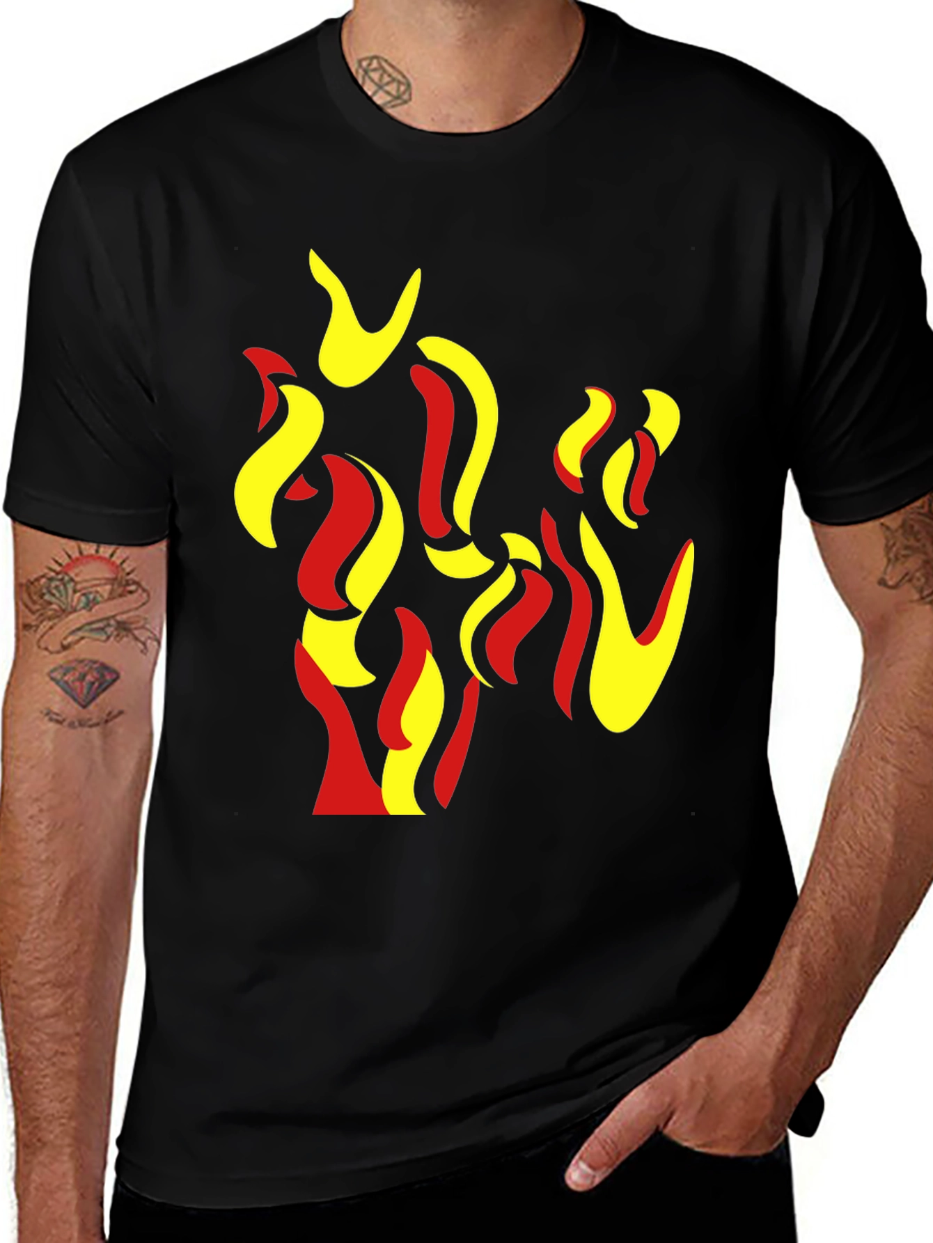 Variant 7 of Abstract Flame Graphic Tee - Modern Art Black T-Shirt