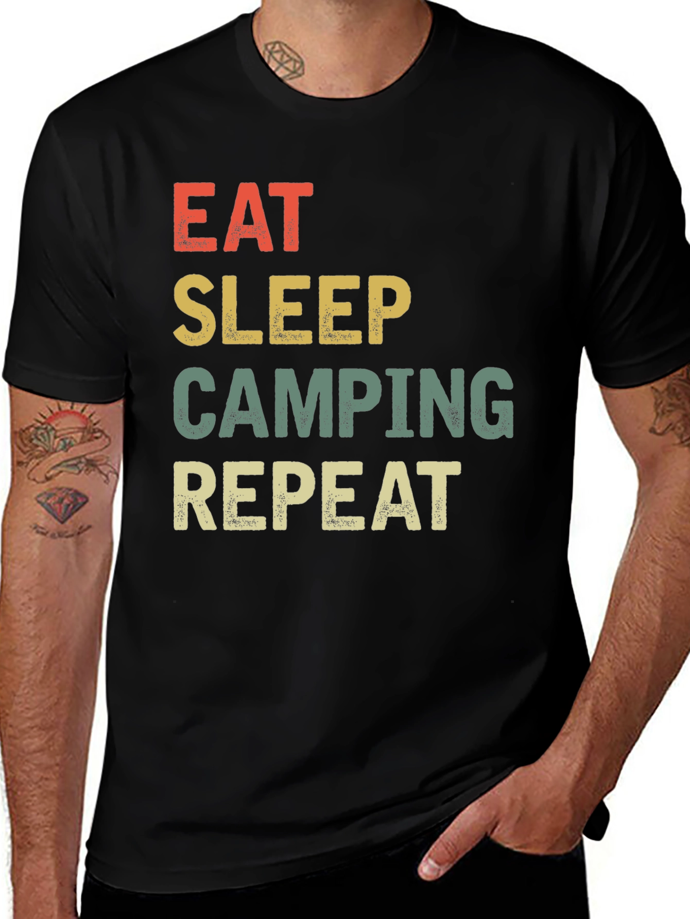 Variant 27 of Eat Sleep Camping Repeat Black Graphic Tee