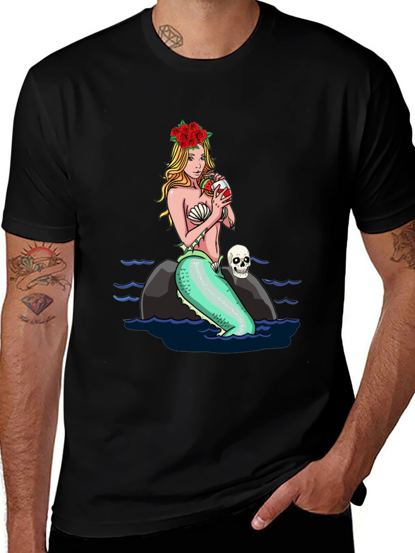 Mermaid Drinking Wine T-Shirt