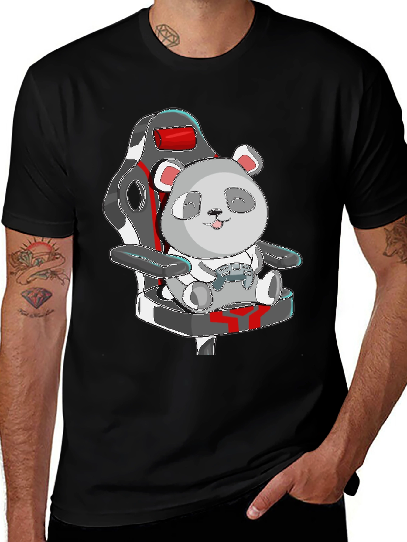 Variant 27 of Panda Gamer T-Shirt - Cute Cartoon Graphic Tee