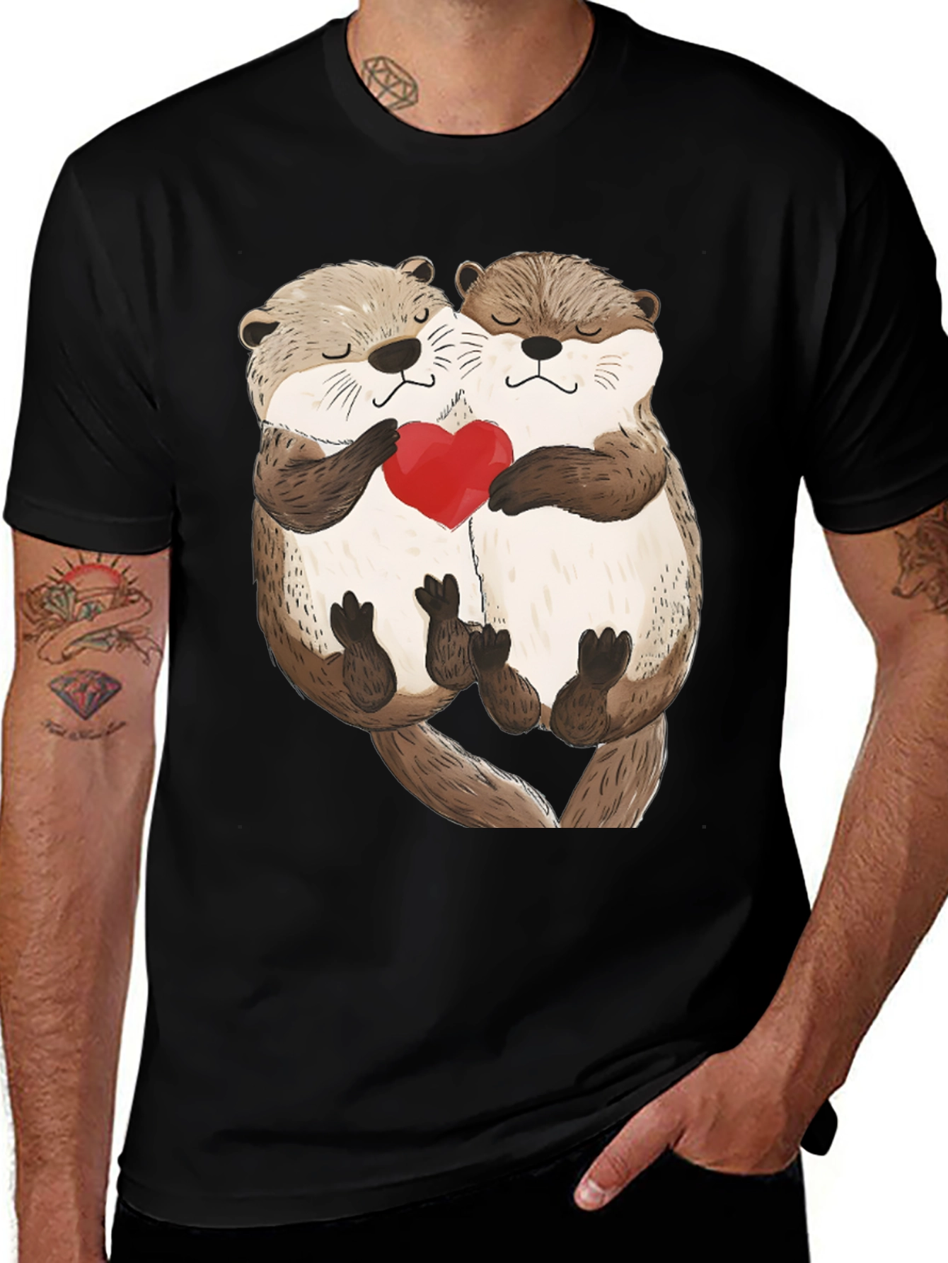 Variant 6 of Otter Love Black T-Shirt