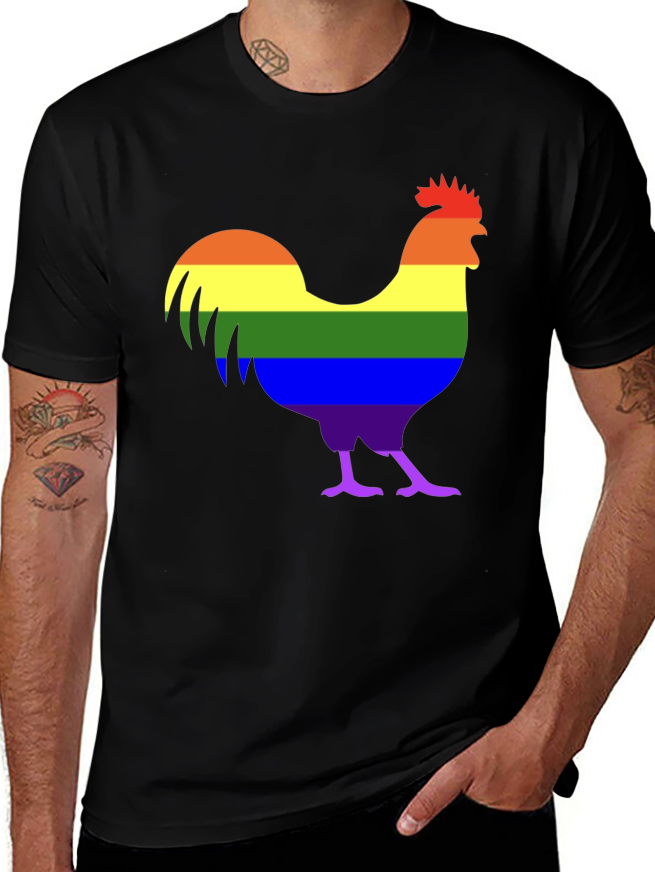 Variant 23 of Rainbow Rooster Graphic Tee - Pride Apparel