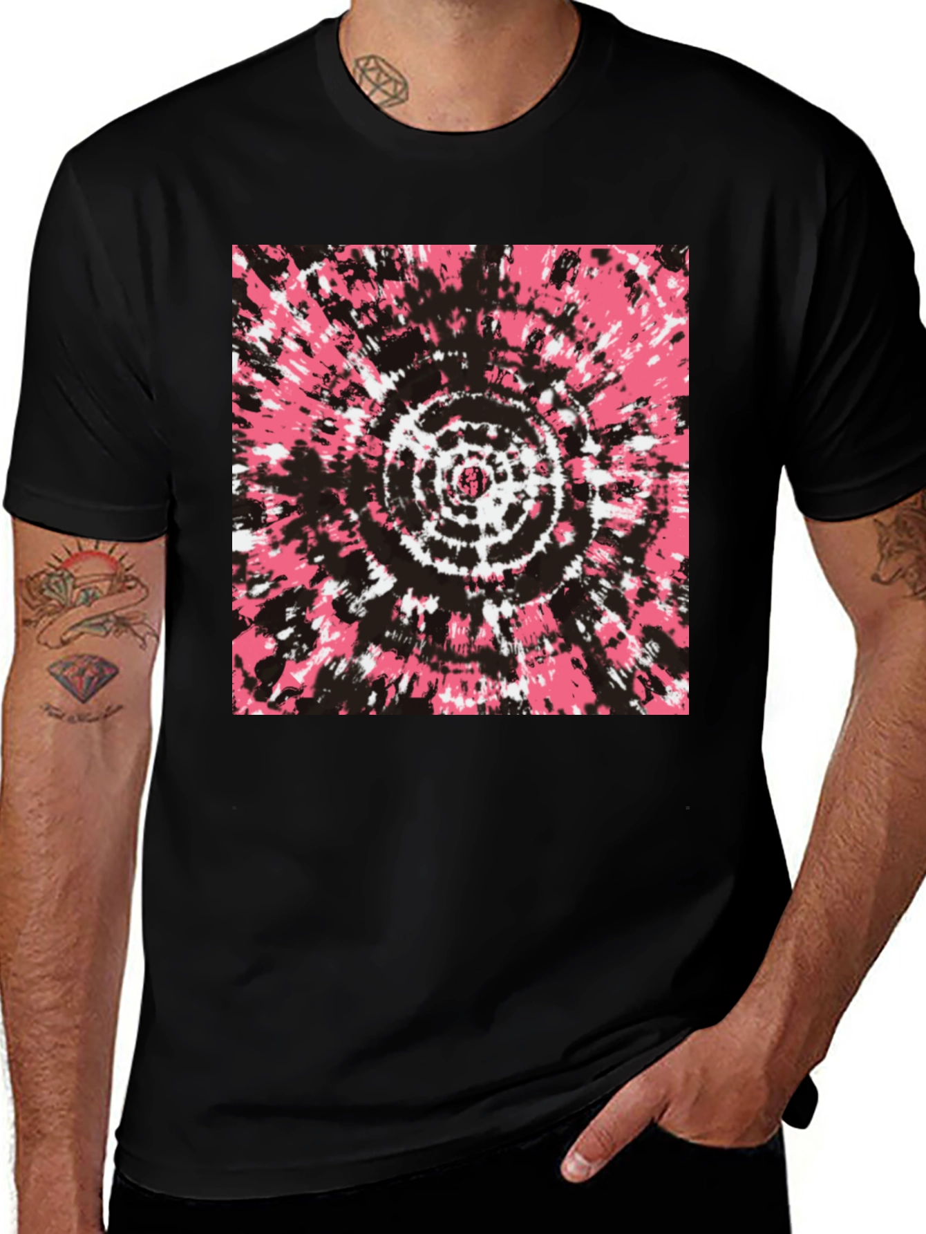 Variant 28 of Retro Tie-Dye Graphic Tee - Black