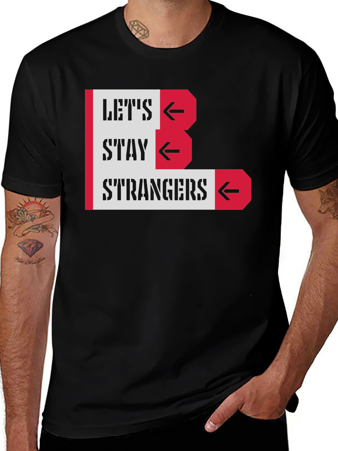 Black Let's Stay Strangers Graphic Tee - Black Unisex T-Shirt main image