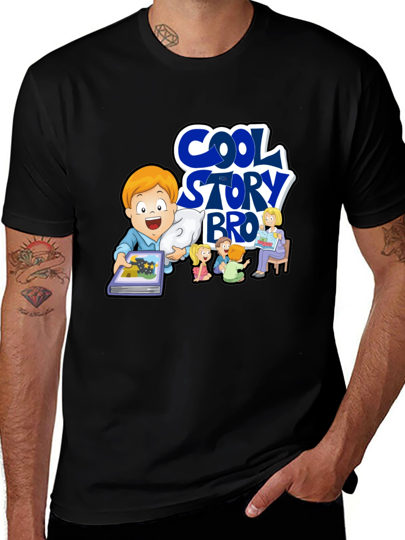 Variant 20 of Cool Story Bro T-Shirt - Black Cotton Graphic Tee