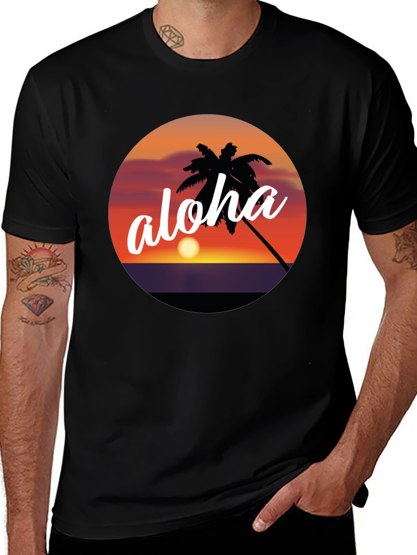 Variant 29 of Aloha Palm Tree Sunset Graphic T-Shirt