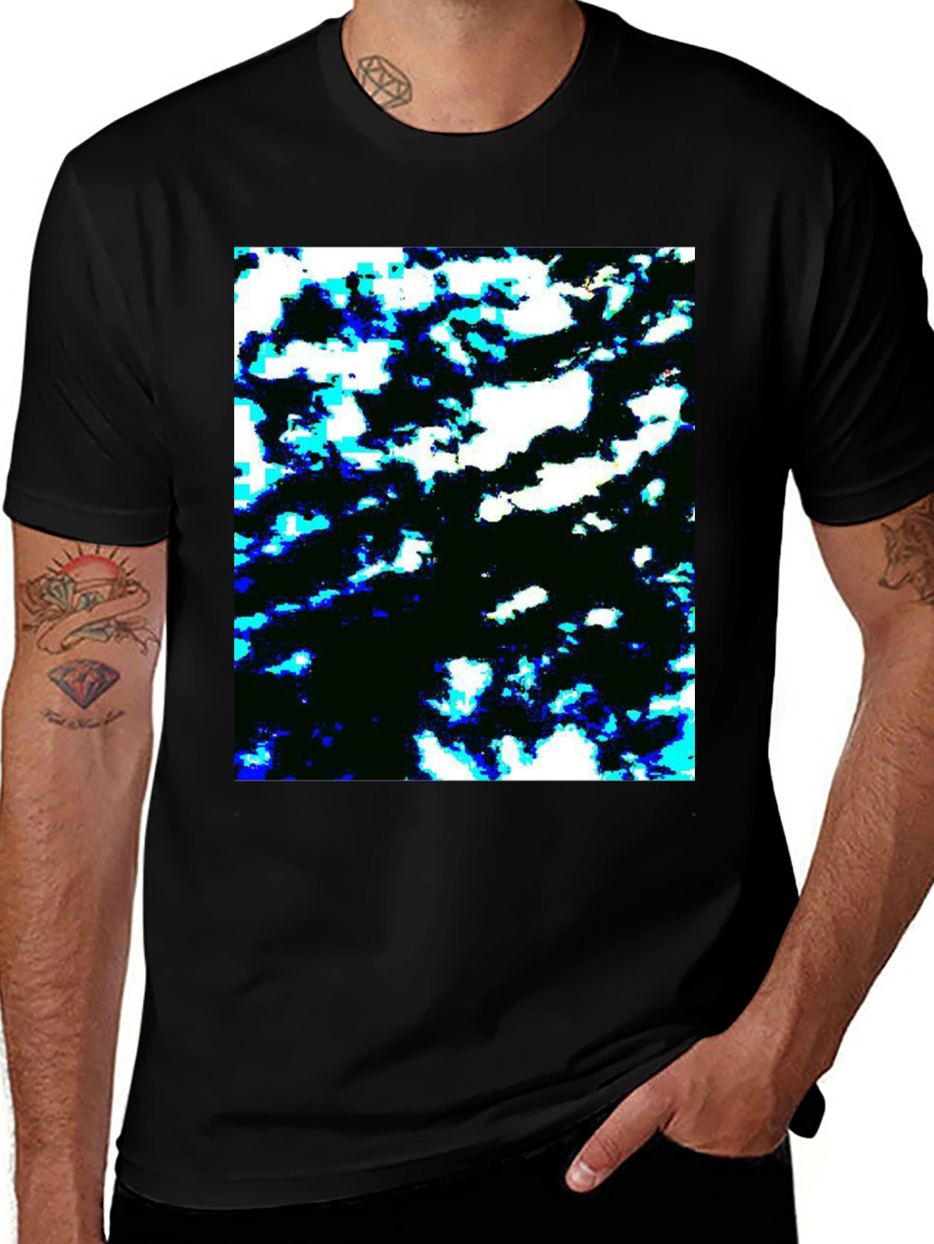 Variant 26 of Abstract Print Black T-Shirt