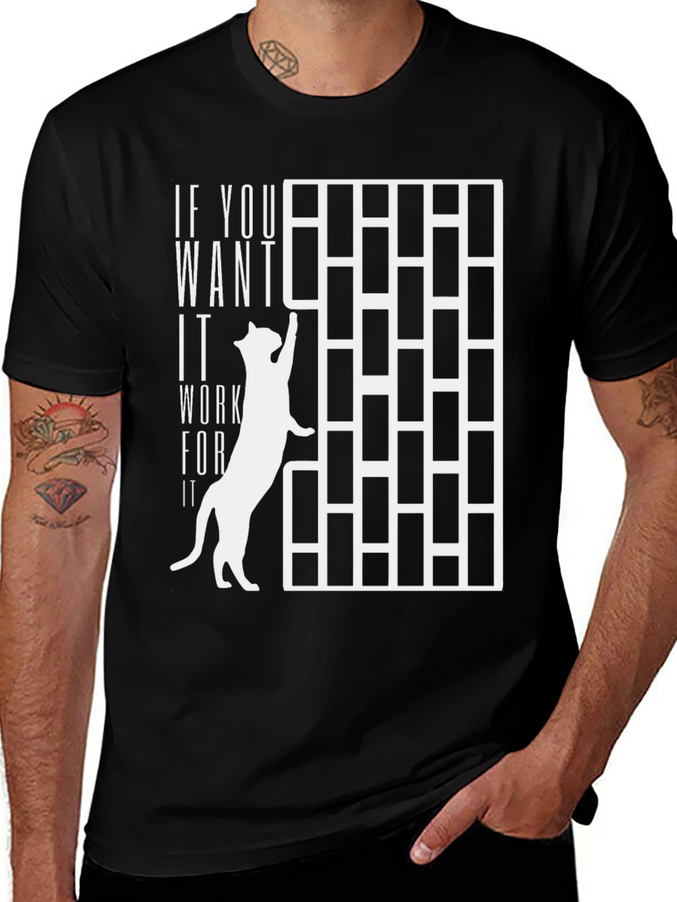 Variant 12 of Work For It Cat T-Shirt
