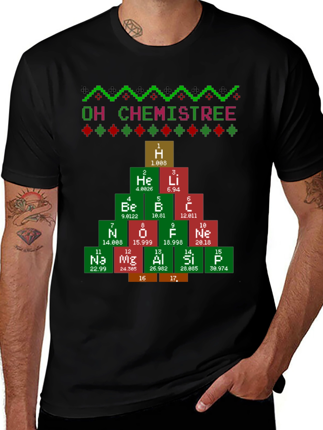 Oh Chemistree Christmas Periodic Table T-Shirt