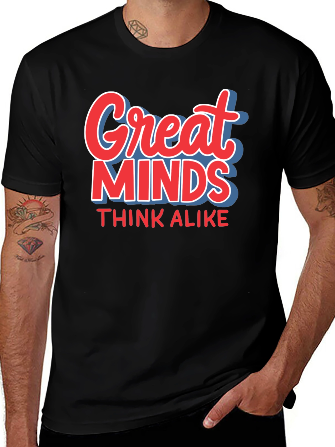 Variant 14 of Great Minds Think Alike Graphic Tee - Black Cotton T-Shirt