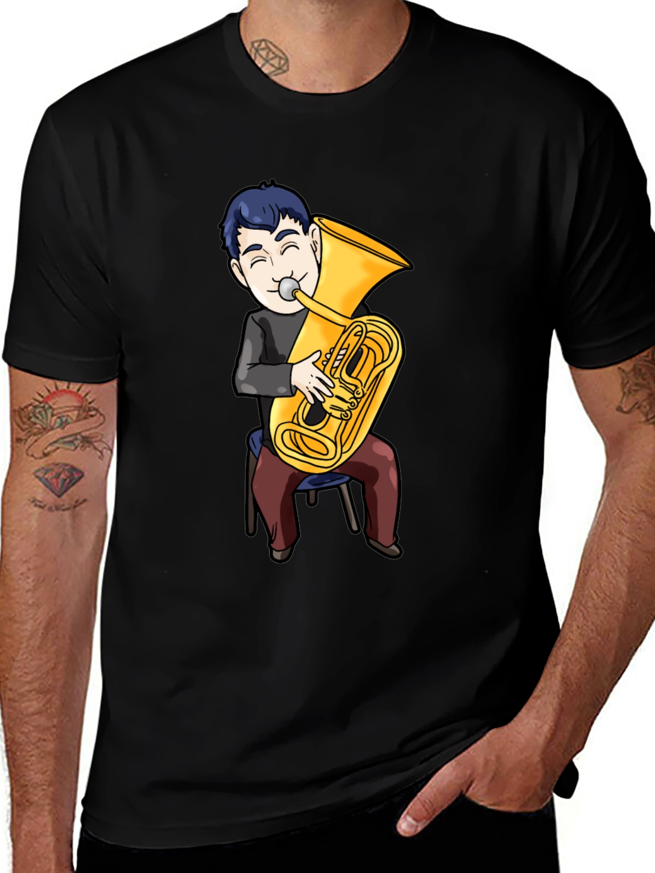 Variant 19 of Tuba Player Graphic Tee - Black