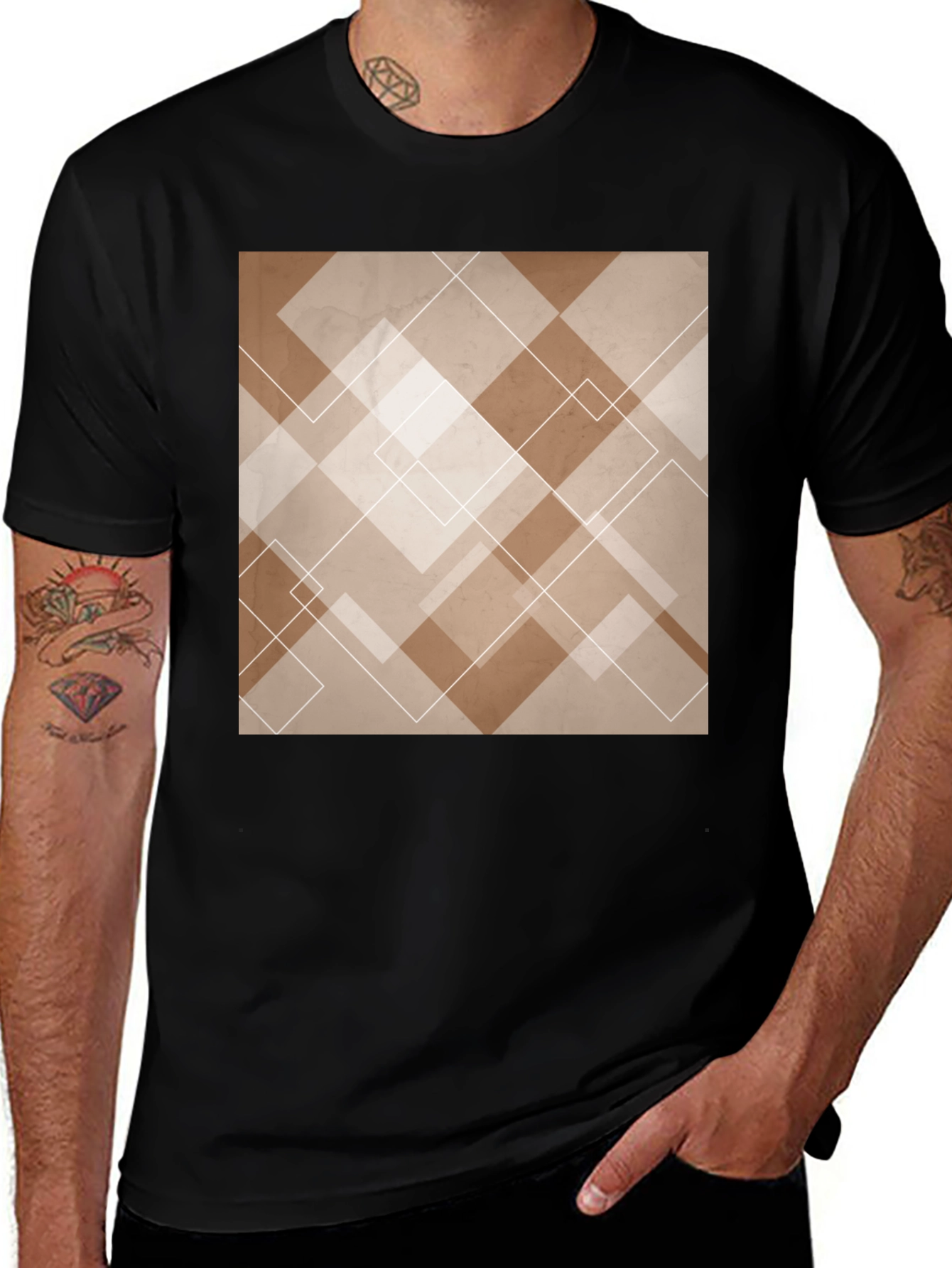 Variant 7 of Abstract Geometric Pattern Black T-Shirt