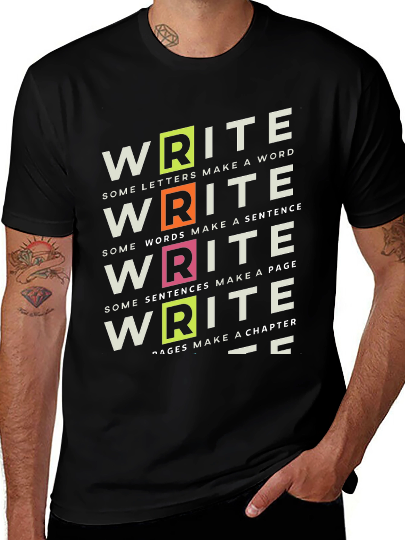 Variant 10 of Write T-Shirt: Words, Sentences, Chapters - Black