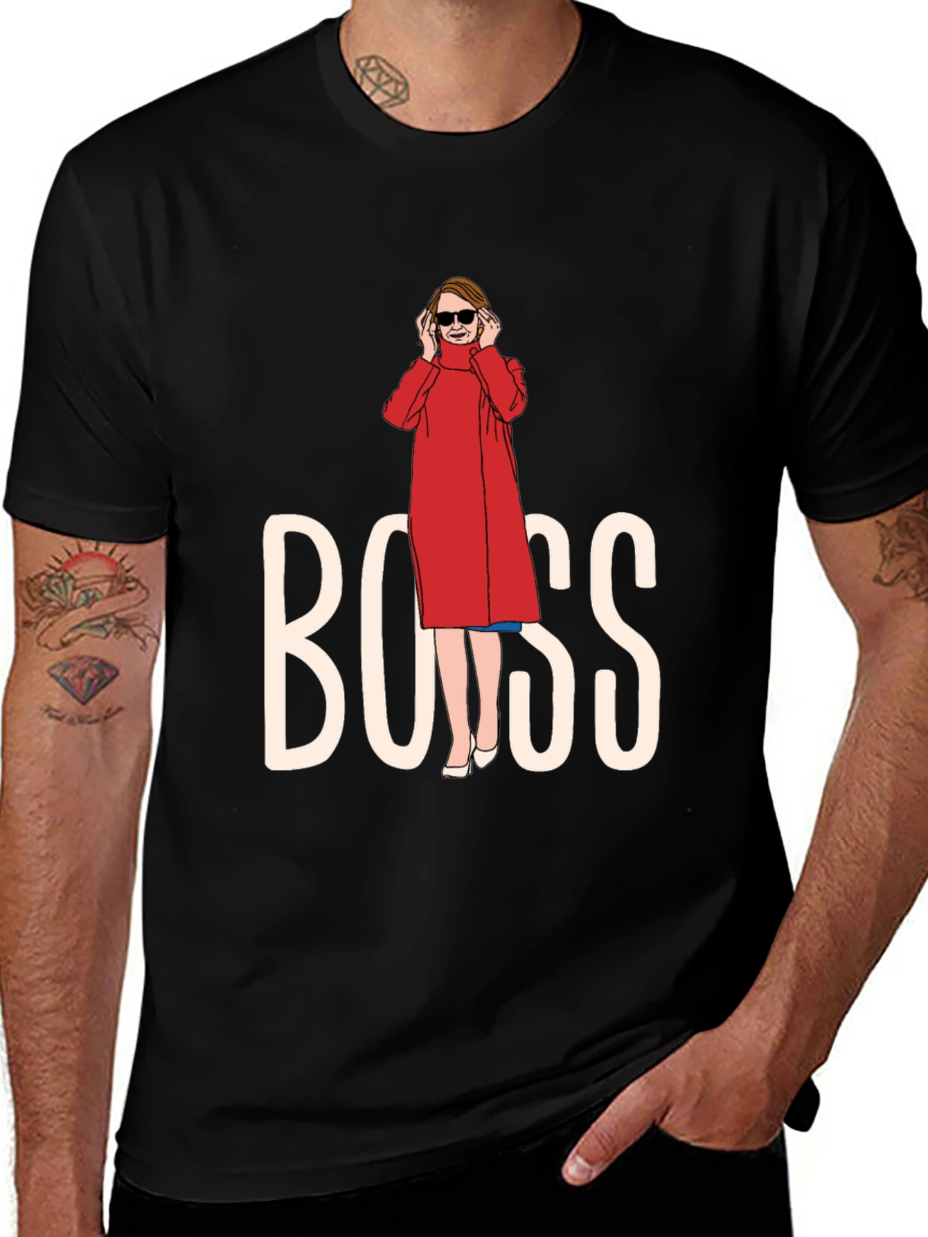 Variant 9 of Stylish "BOSS" Graphic Black T-Shirt