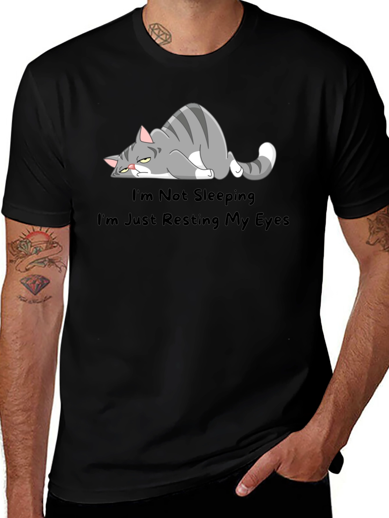 Variant 8 of Funny Cat Resting Eyes Graphic T-Shirt