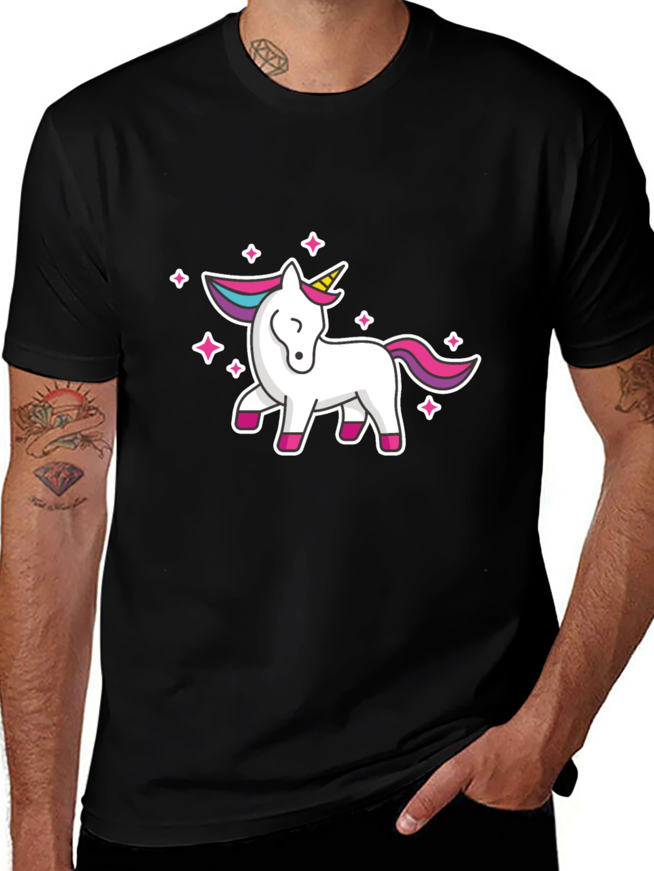 Variant 12 of Unicorn Graphic Tee - Black Cotton Casual Shirt