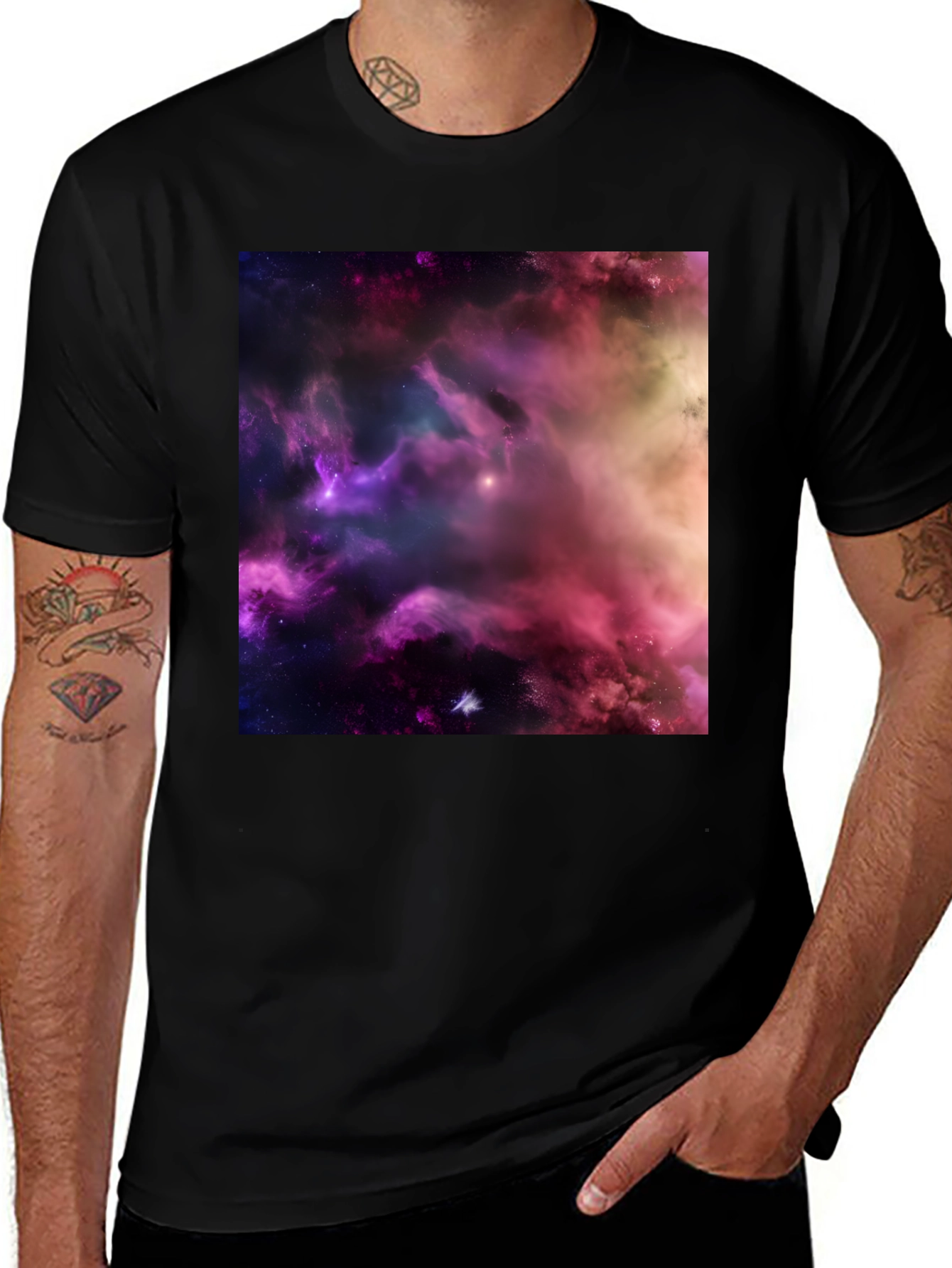 Variant 11 of Cosmic Nebula Graphic Print Black T-Shirt