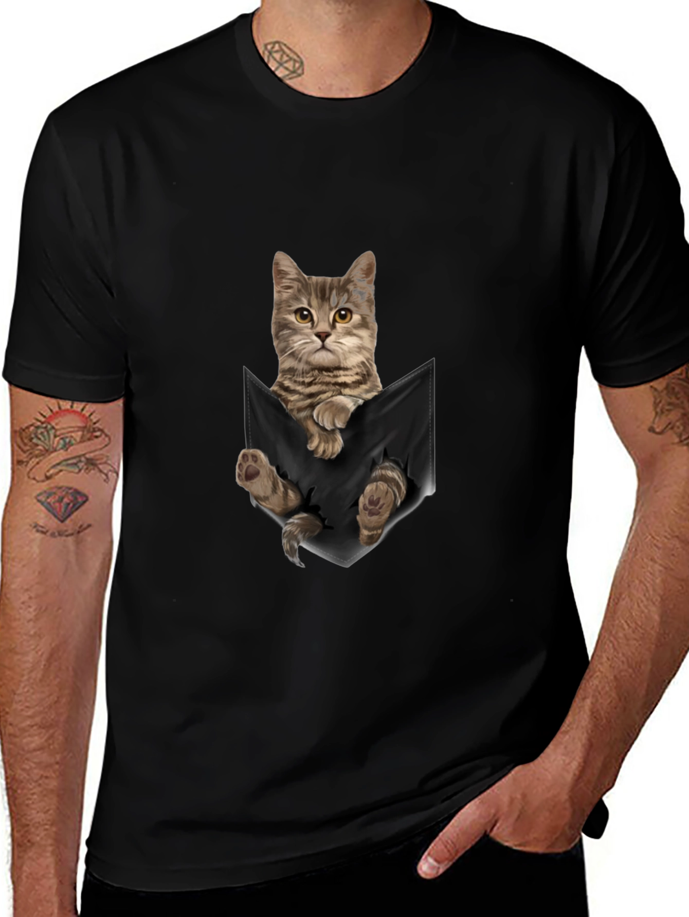 Variant 12 of Cat Pocket T-Shirt - Unisex Cute Tee