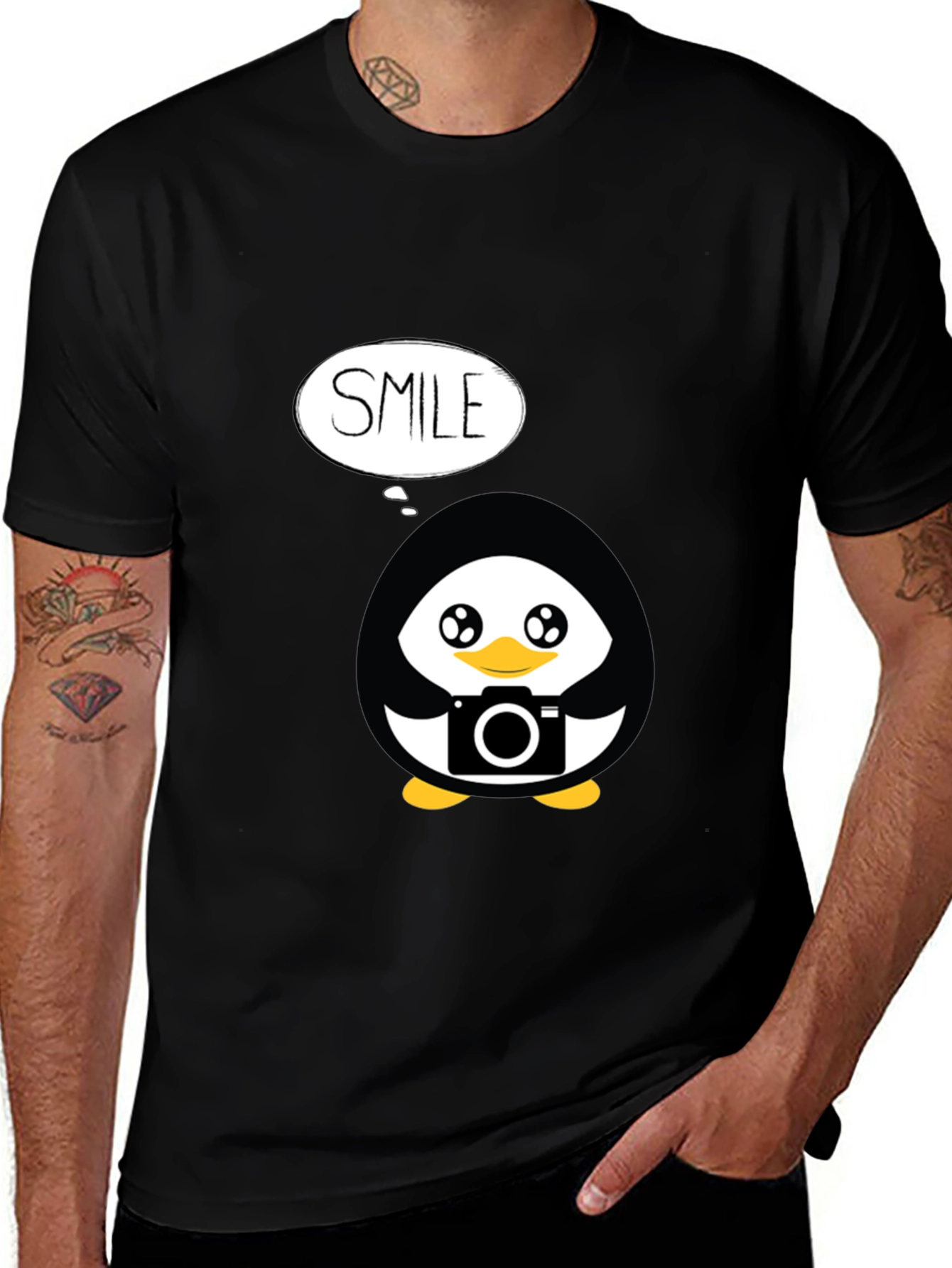 Variant 13 of Smile Penguin Photographer Black T-Shirt