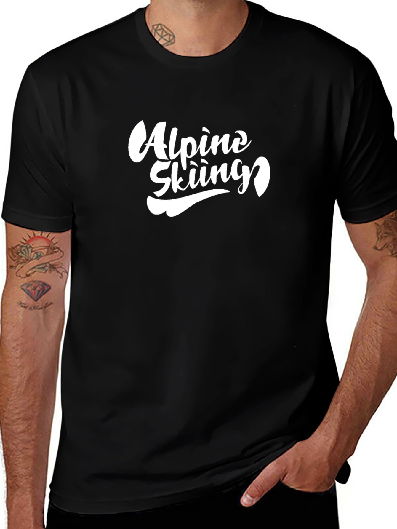 Variant 8 of Alpine Skiing Graphic Tee - Black Cotton T-Shirt