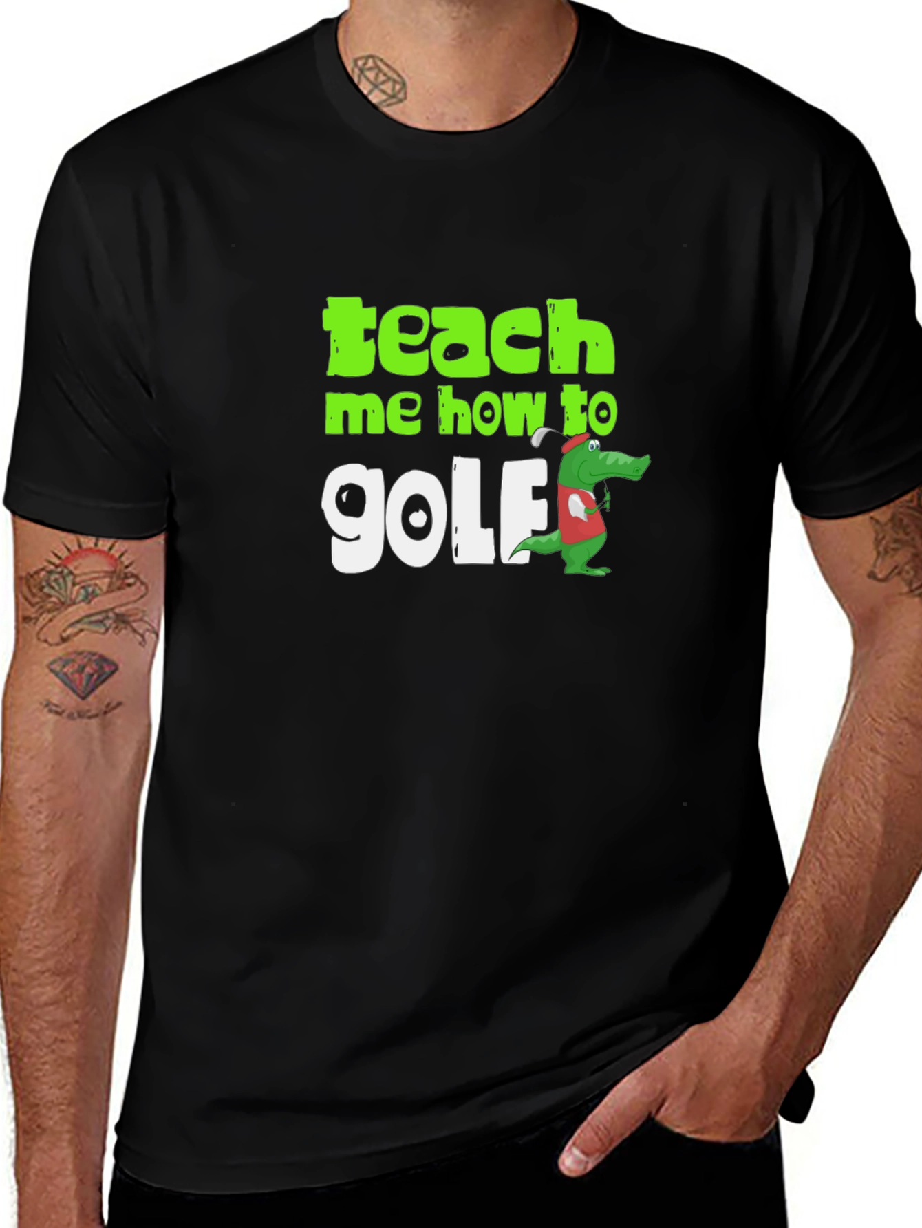 Variant 6 of Teach Me How to Golf T-Shirt Funny Alligator Tee
